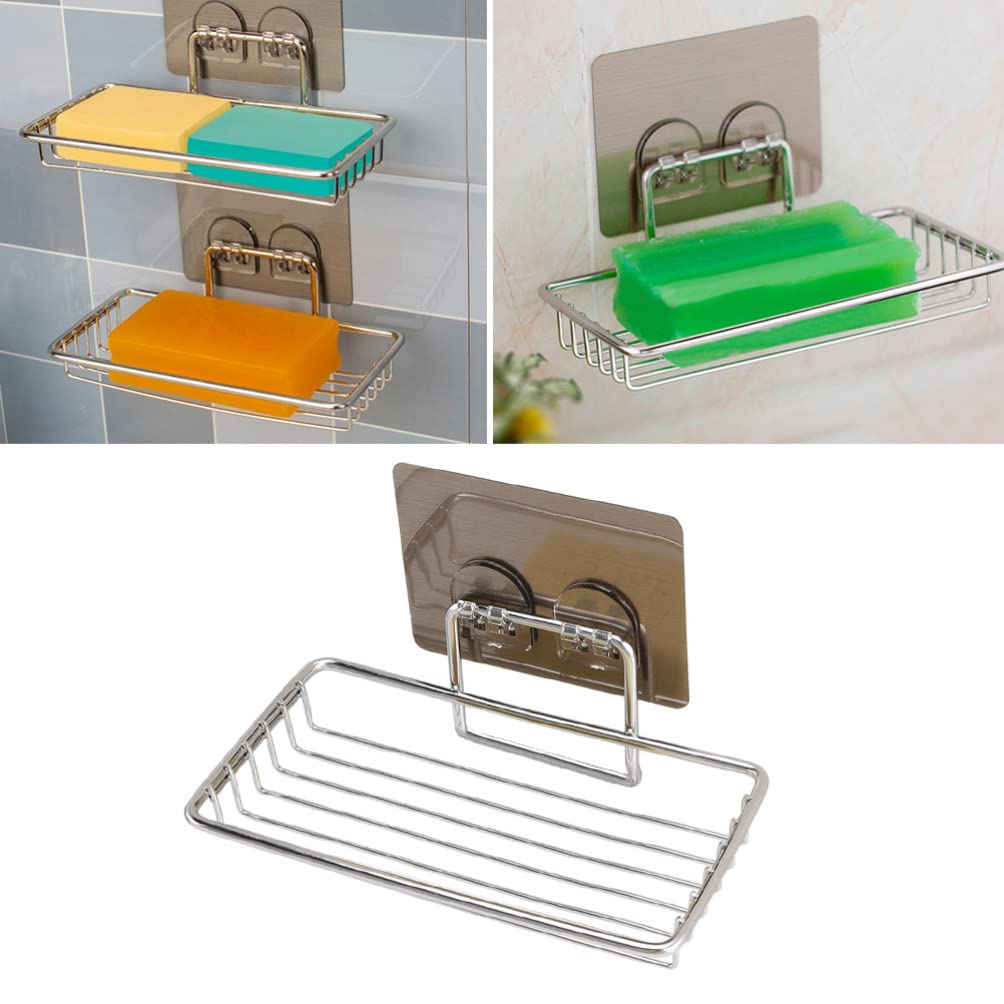 FOMIYES Shower Sponge Holder - Wall Mount Soap Dish & Bathroom Organizer for Shower, Bathtub, and Kitchen - Rustproof Soap Saver Basket with Drain Holes - Perfect for Bar Soap, Sponges, and Bath Accessories