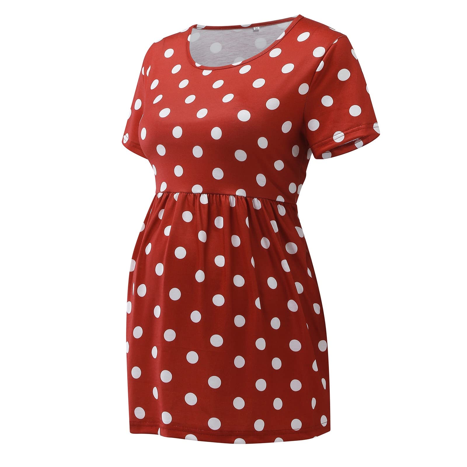 **Maternity Tops for Women - Casual Short Sleeve Dot Print T-Shirt & Tunic Blouse for Pregnancy - Perfect for Work, Outings & Maternity Photos**