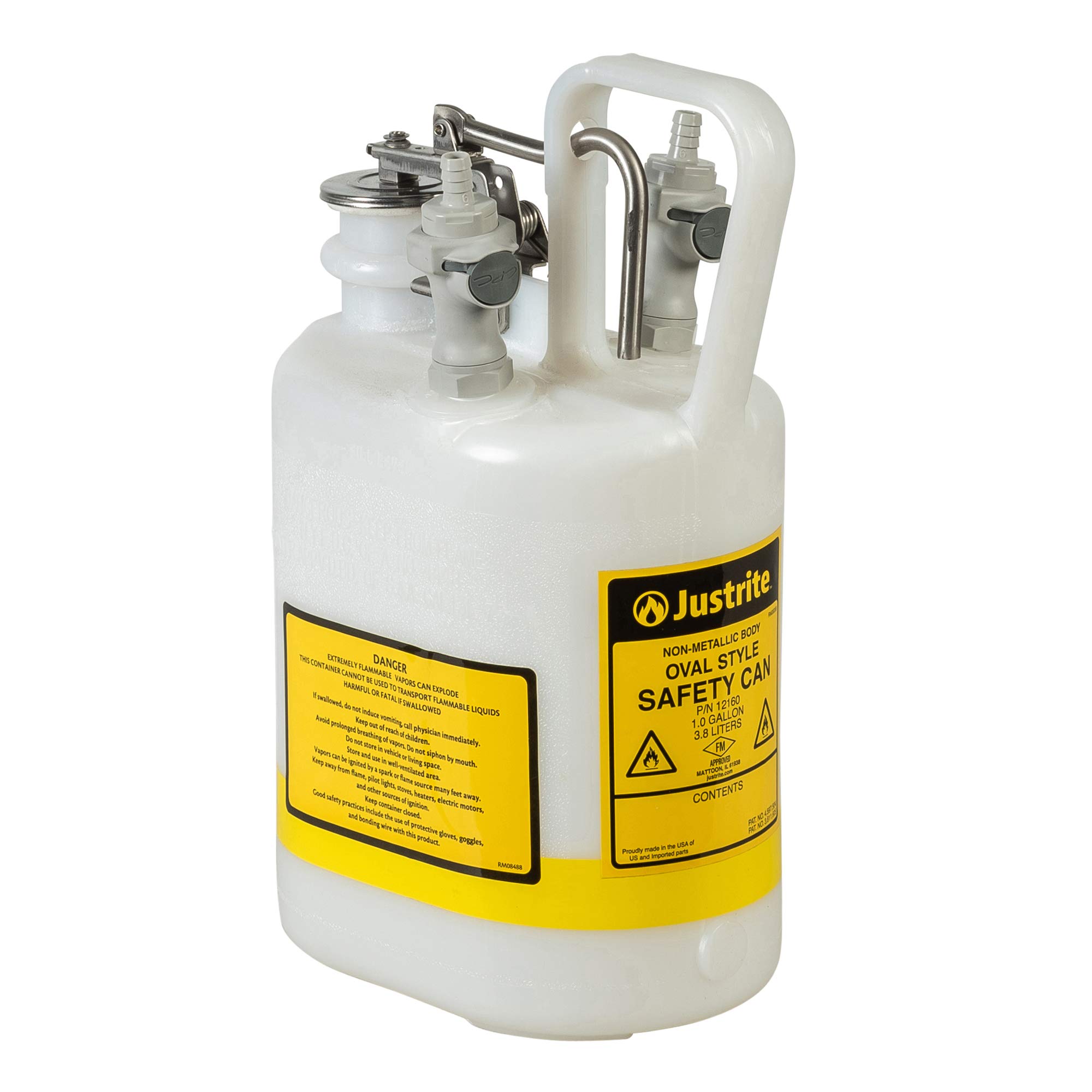 Justrite 1 Gallon HPLC Waste Can with EDPM Liner - Chemical & Solvent Disposal for Laboratories & Research Facilities