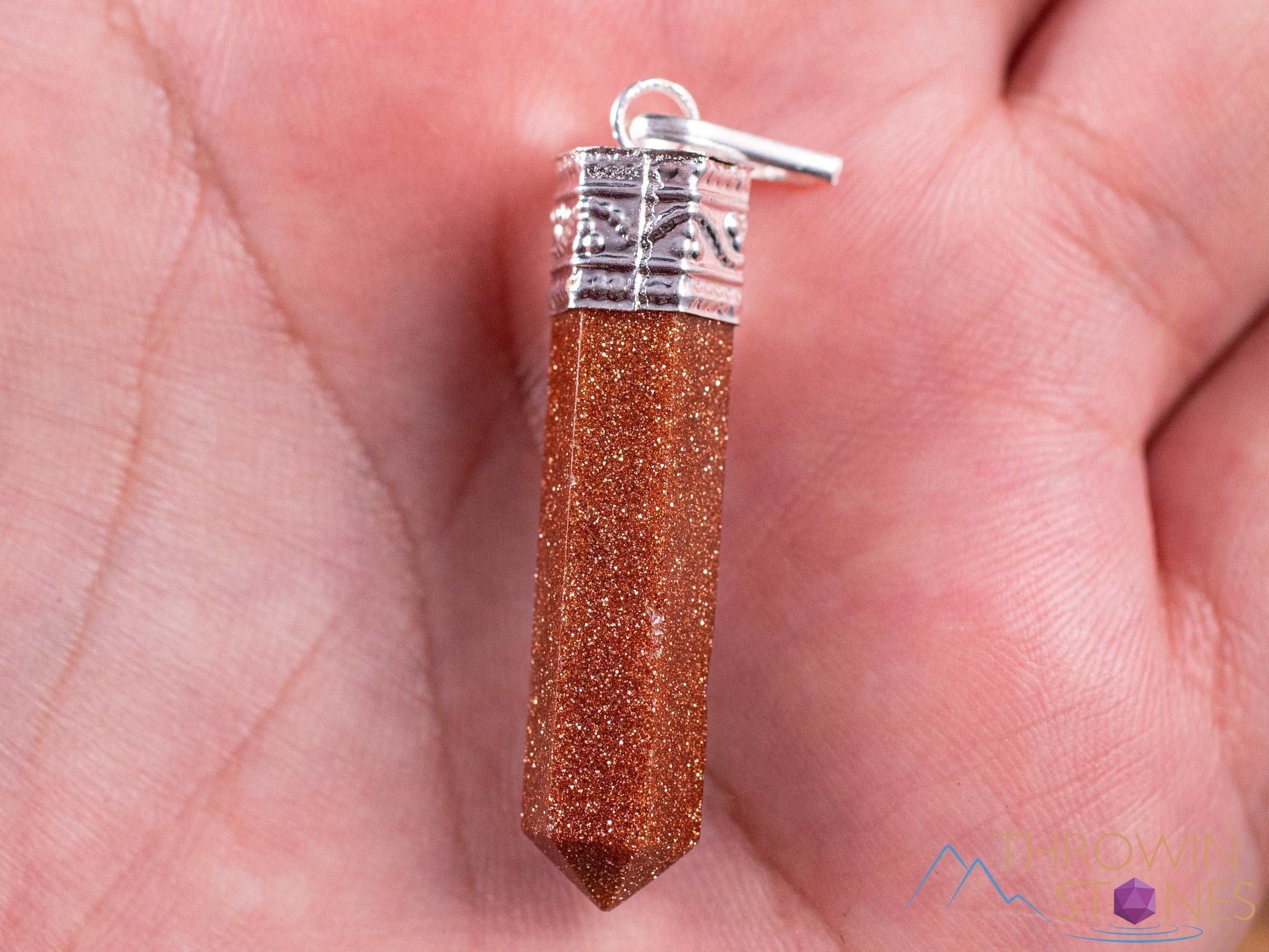 GOLDSTONE Crystal Pendant Necklace - Natural Healing Crystal Points, Handmade Pendulum Jewelry for Chakra Balancing & Energy Work - Perfect for Meditation, Reiki, and Spiritual Healing