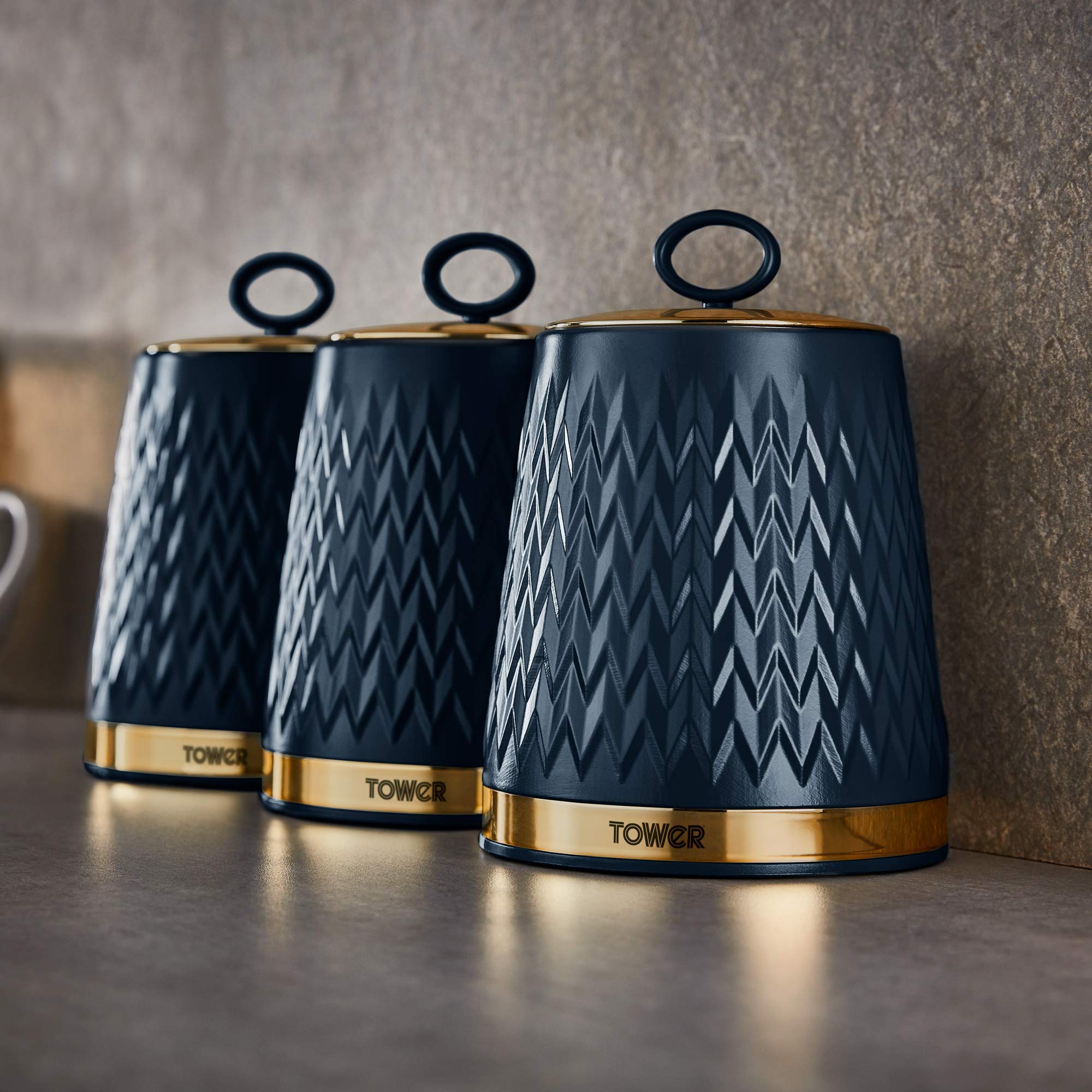 Premium Kitchen Storage Canisters Set - Airtight Coffee, Tea & Sugar Containers with Measuring Scoop - Perfect for Pantry Organization & Countertop Display (3-Piece Set)