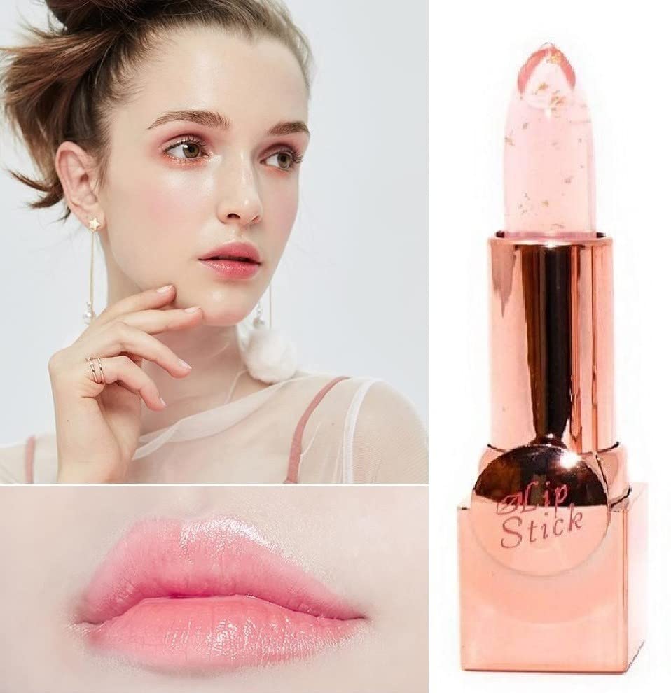 Gold Leaf Color Changing Gel Lipstick - Long Lasting Moisturizing Lip Gloss for Day & Night Wear - Perfect for Parties, Dates & Everyday Makeup
