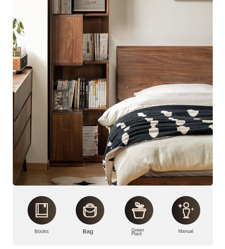 Solid Black Walnut Wood Corner Bookcase Shelf - Stylish Storage for Books, Decor & Small Spaces | Perfect for Living Room, Office & Bedroom Organization