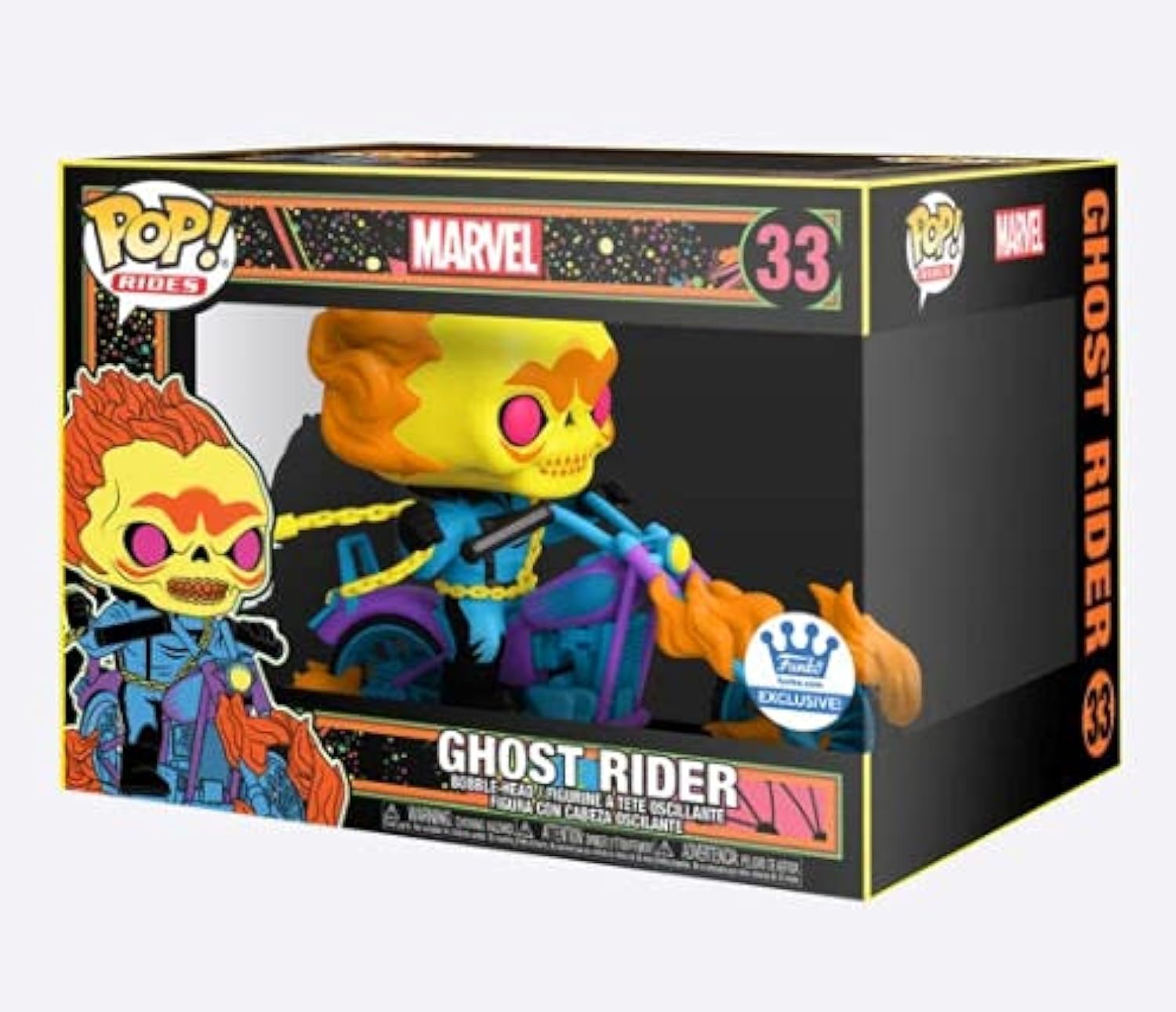 Funko POP! Marvel Ghost Rider Deluxe Rides Black Light Vinyl Figure - Funko Exclusive Collectible for Marvel Fans & Home Decor
