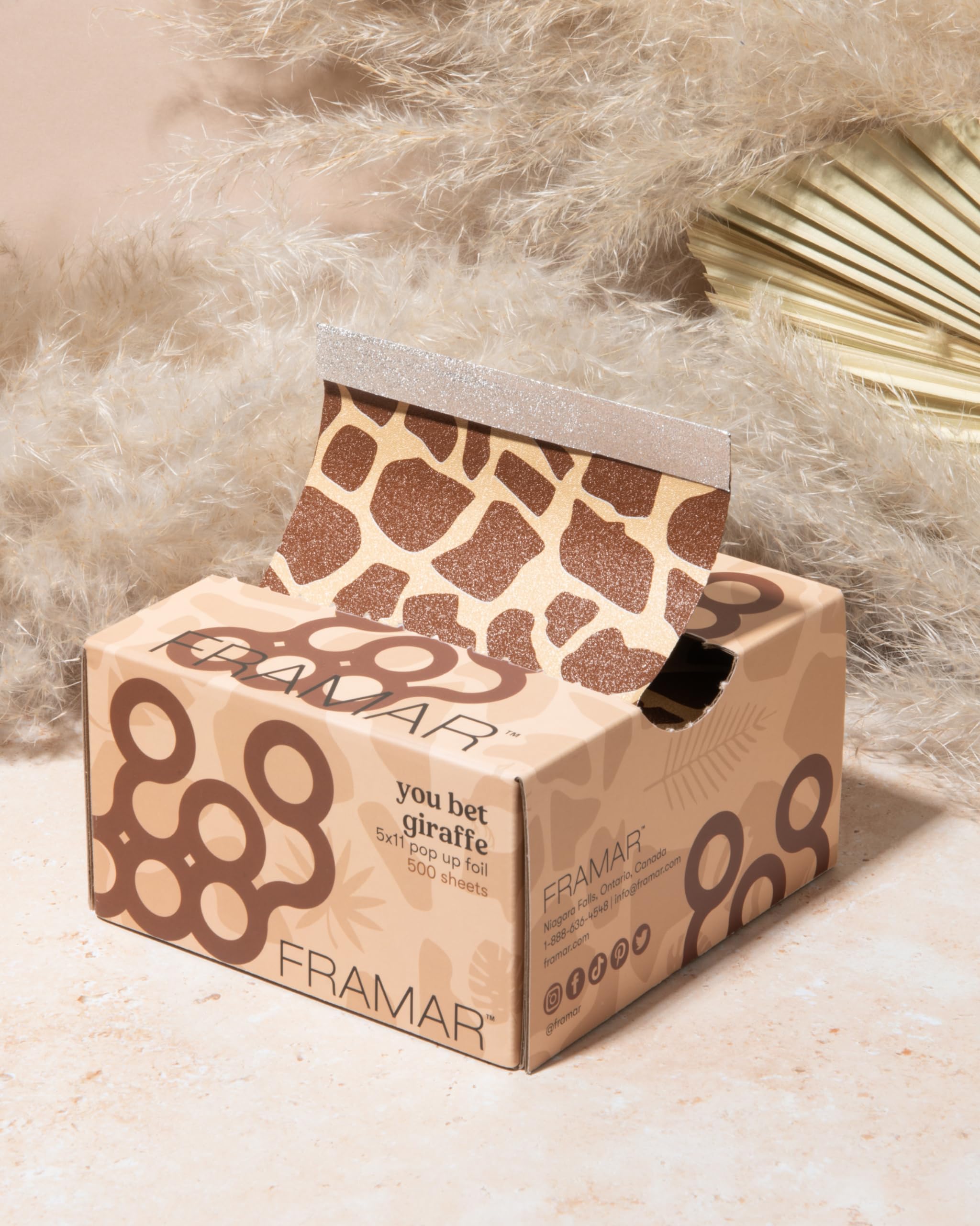 Framar Giraffe Hair Foils for Highlighting - 500 Non-Slip Aluminum Foil Sheets for Salon Stylists | Professional Hair Dye Supplies & Pop-Up Foils | Perfect for Balayage, Ombre & Highlighting Techniques