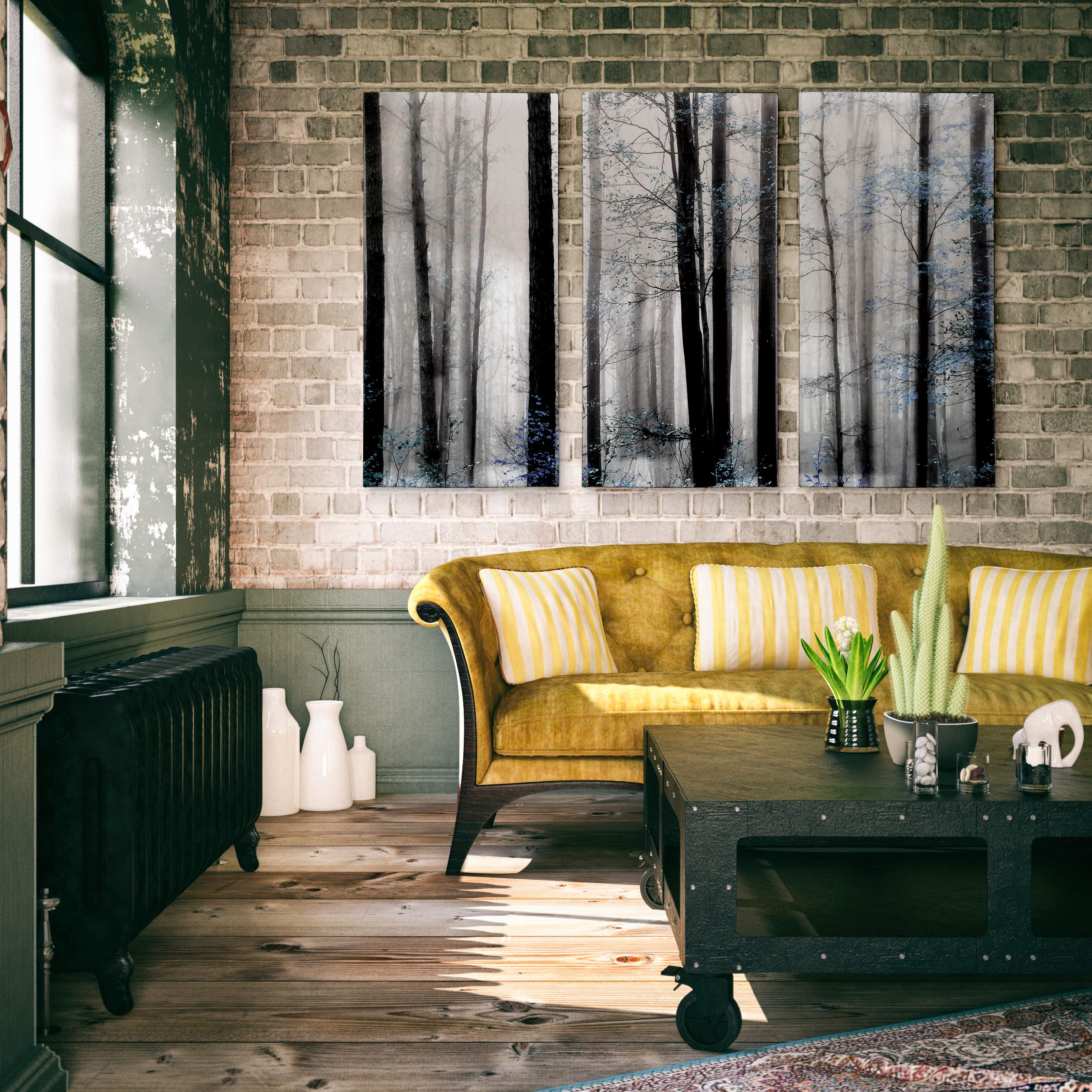 Waiting For Spring 3-Panel Canvas Wall Art - 32x48 Inch Wood Framed Landscape Painting for Living Room, Bedroom & Office Decor | Nature Inspired Home Artwork