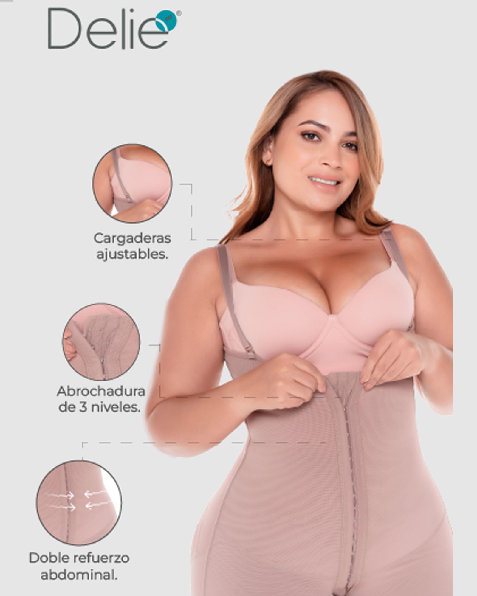 DELIÉ by Fajas DPrada 09111 Colombian Postpartum Girdle - Full Body Shaper for Women | Post Surgery Recovery, Slimming & Tummy Control | Perfect for Maternity, Postpartum & Everyday Shapewear