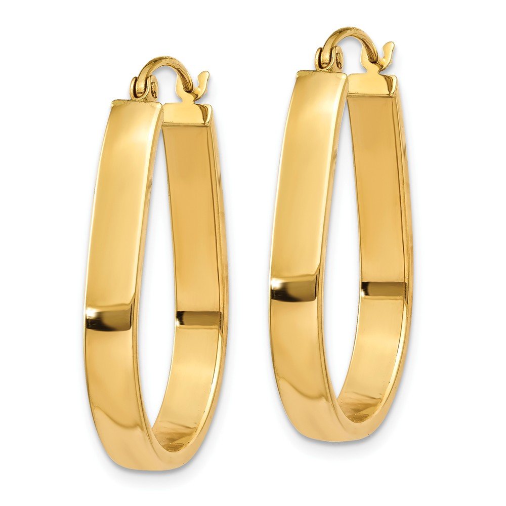 14K Yellow Gold Polished 3.5mm Oval Hoop Earrings for Women - Elegant Everyday Jewelry Gift for Her - Perfect for Work, Date Night & Special Occasions
