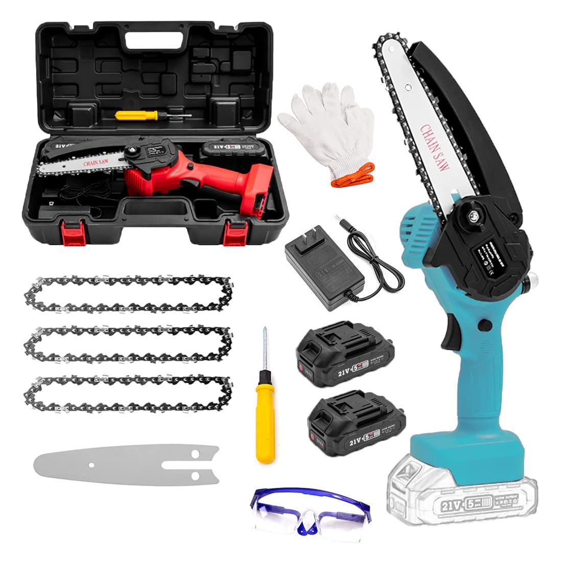 6 Inch Cordless Mini Chainsaw with Battery & Charger - Portable Electric Chain Saw for Gardening, Wood Cutting, Tree Pruning & Outdoor Camping - Lightweight & Powerful Handheld Chainsaw for DIY & Home Use