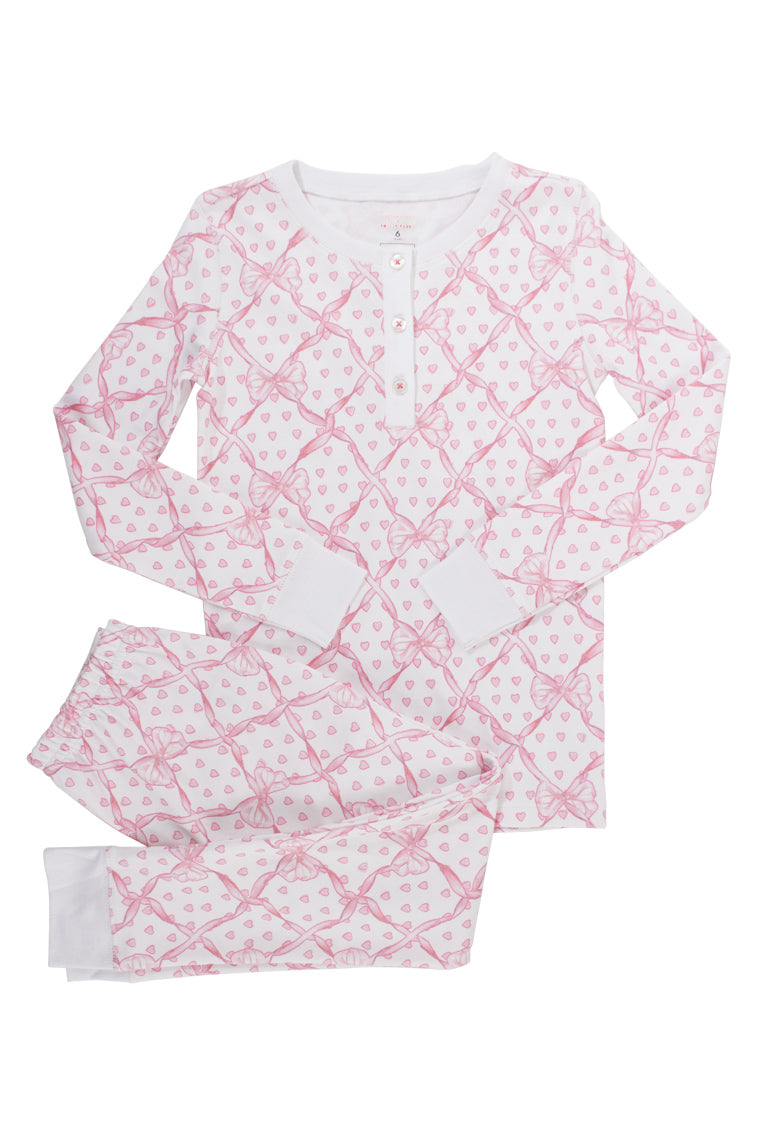 Roller Rabbit x LoveShackFancy Baby Bow Hearts Kids Pajama Set - Cute Heart Print Cotton Sleepwear for Girls & Boys - Perfect for Bedtime, Lounging & Family Photos