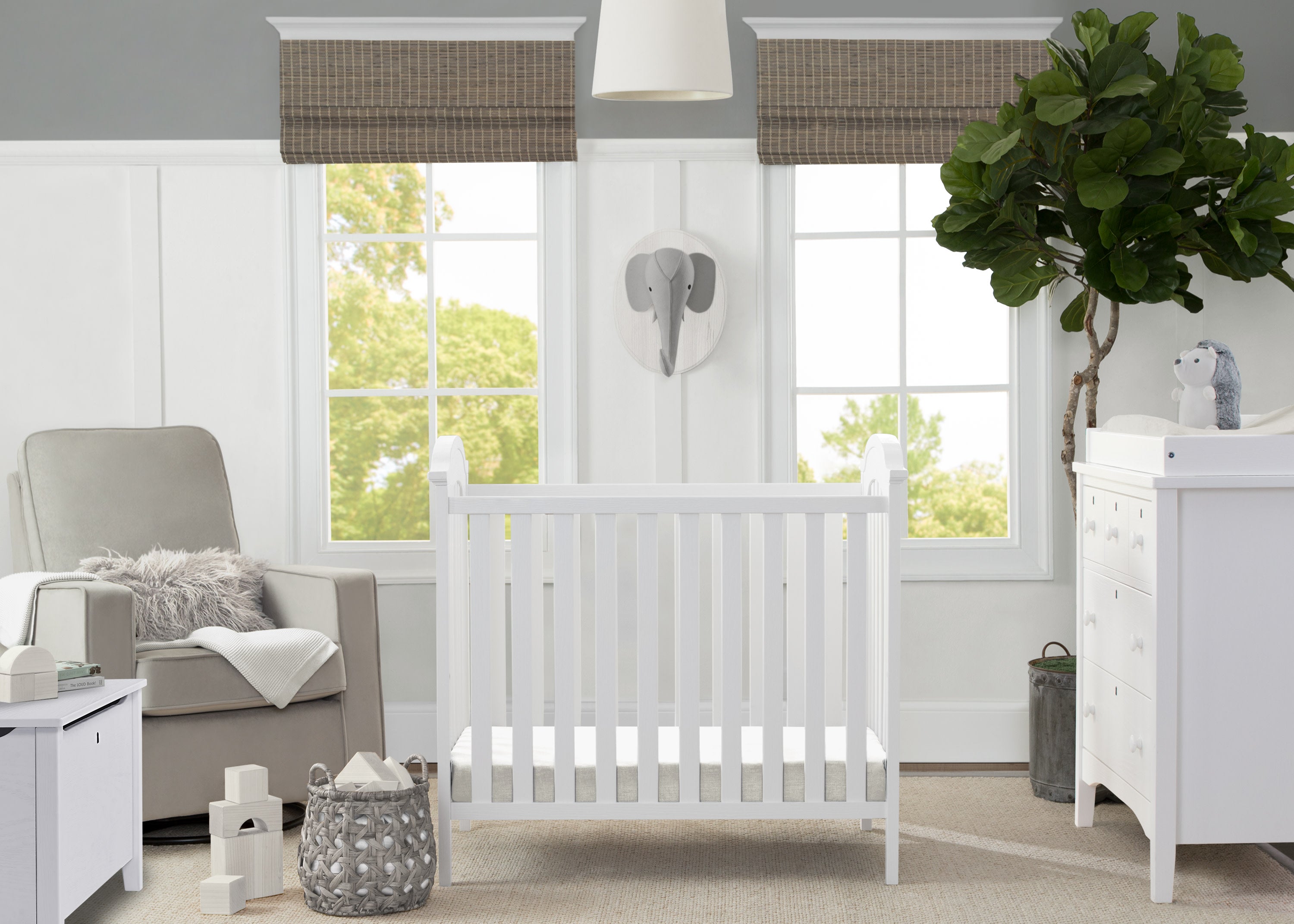 Farmhouse Style Mini Baby Crib with 2.75 Inch Mattress - Portable Nursery Bed for Newborns & Toddlers - Perfect for Small Spaces, Travel & Co-Sleeping
