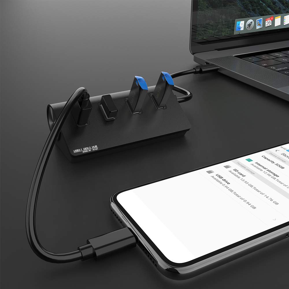 USB C Hub 4-Port Adapter 10Gbps - for MacBook, Laptop & Surface Pro