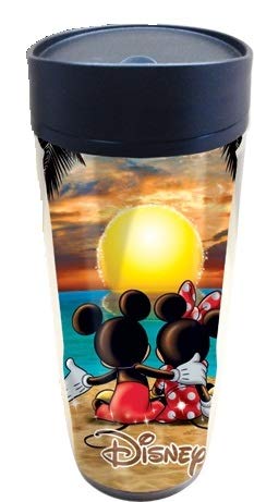 Disney Sunset Mickey & Minnie Mouse 18oz Stainless Steel Tumbler - Insulated Travel Mug for Coffee, Tea & Cold Drinks - Perfect for Road Trips, Office & Outdoor Adventures