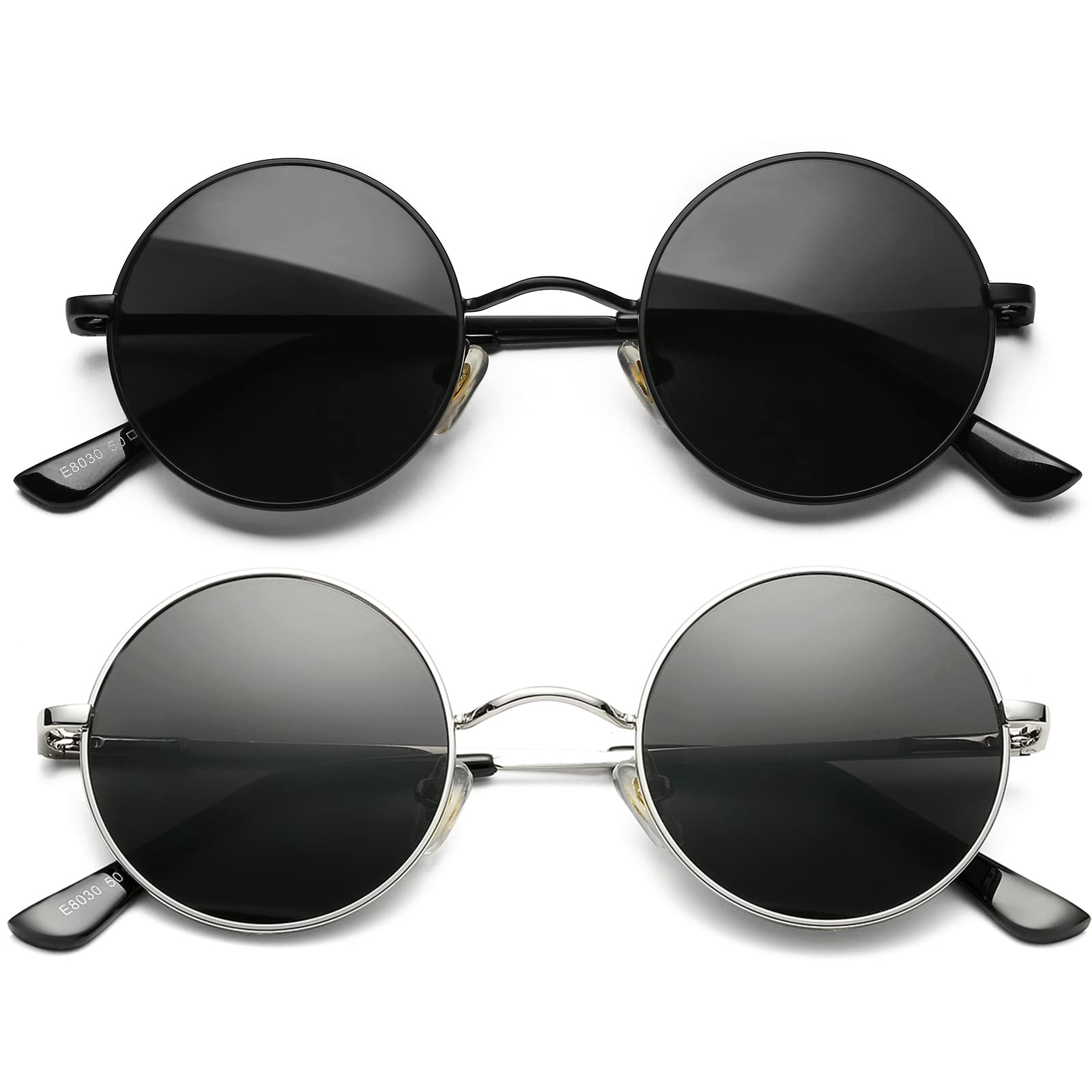 AIEYEZO Round Lennon Glasses - Polarized Sunglasses for Women & Men, Small Circle Retro Sunnies - Perfect for Driving, Beach & Outdoor Activities