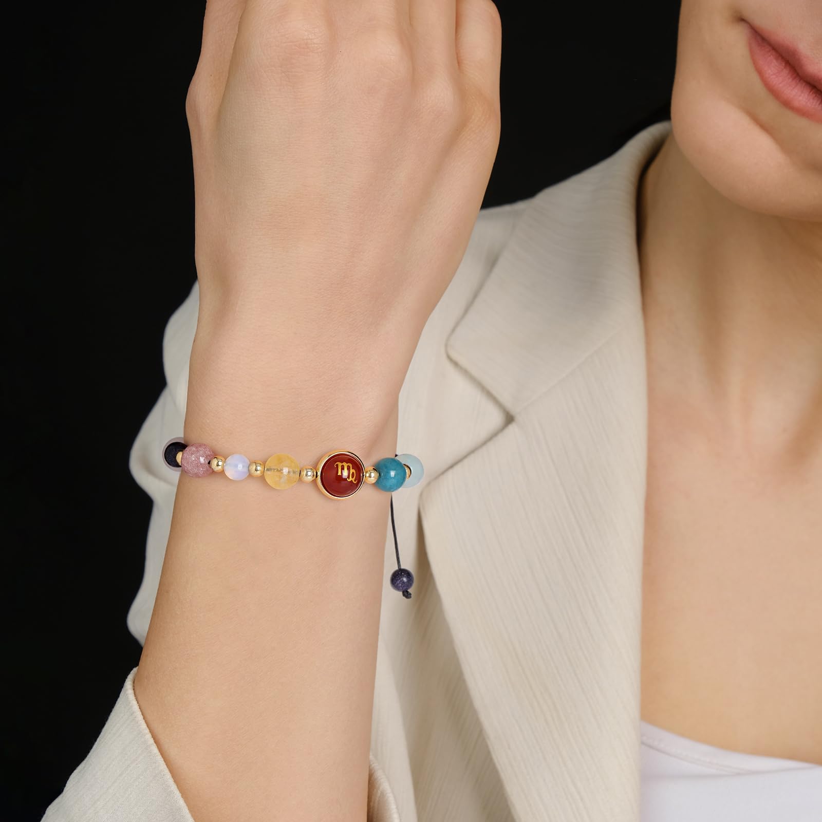 12 Constellations Healing Crystal Stone Beads Bracelet for Women & Men - Zodiac Birthday Gifts, Horoscope Spiritual Jewelry (Perfect for Meditation, Yoga & Astrology Enthusiasts)