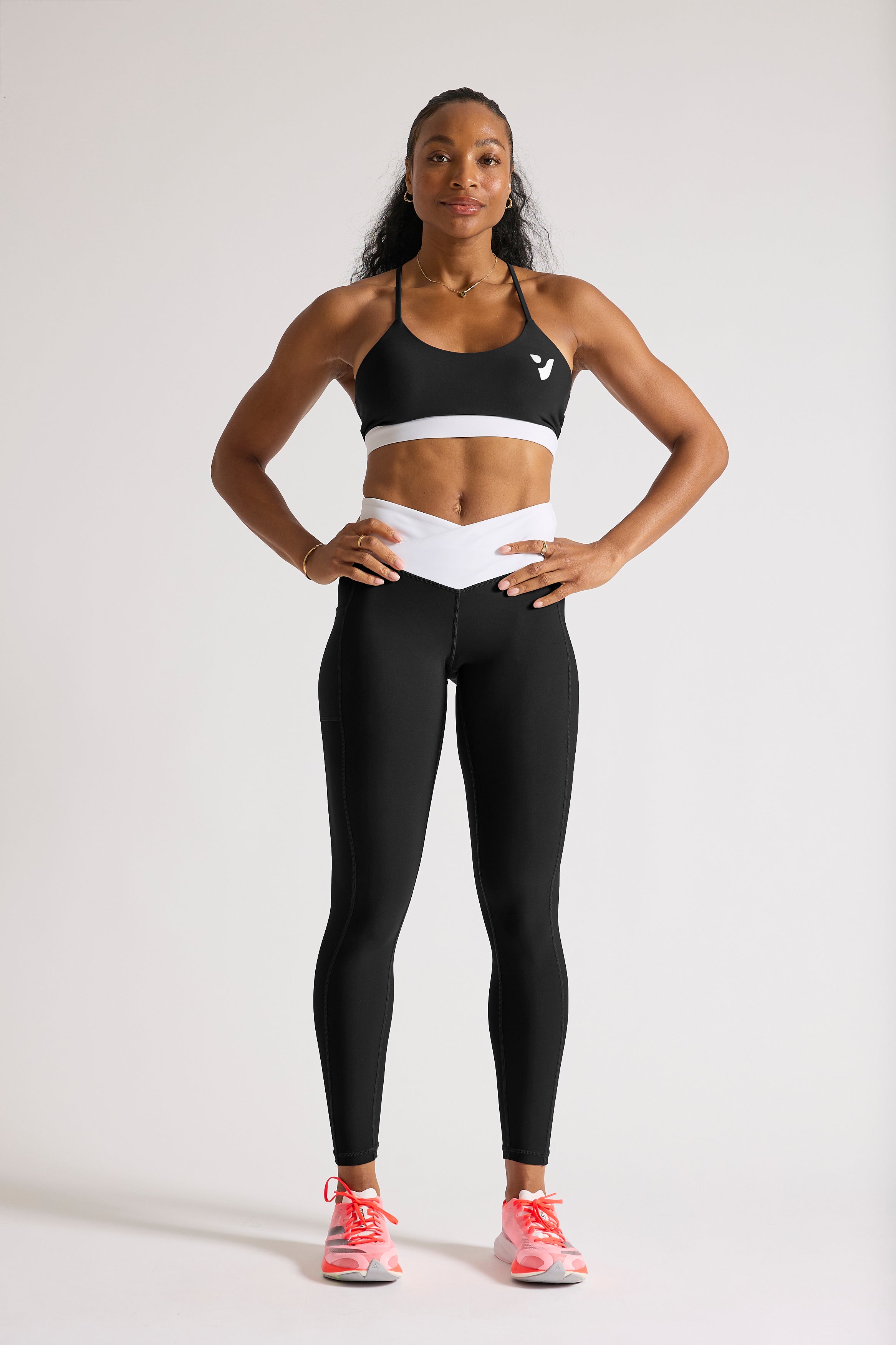 Black 'V Cut' High-Waist Leggings for Women - Comfortable & Stretchy Yoga Pants for Workout, Running, and Lounge Wear