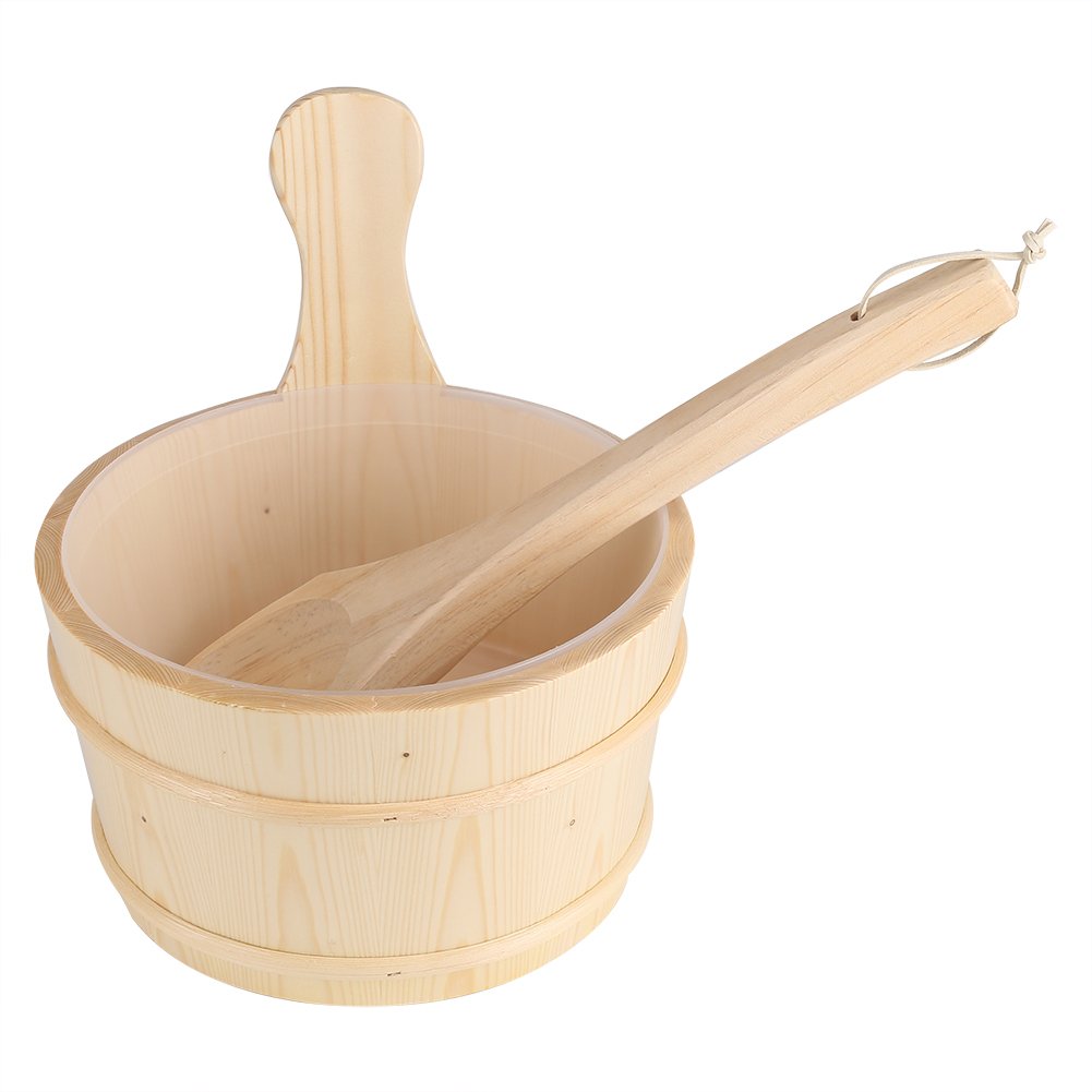 Natural Wooden Bucket with Ladle Set - Eco-Friendly Sauna & SPA Bath Accessories for Relaxation - Perfect for Steam Rooms, Bathhouses & Home Spa Retreats