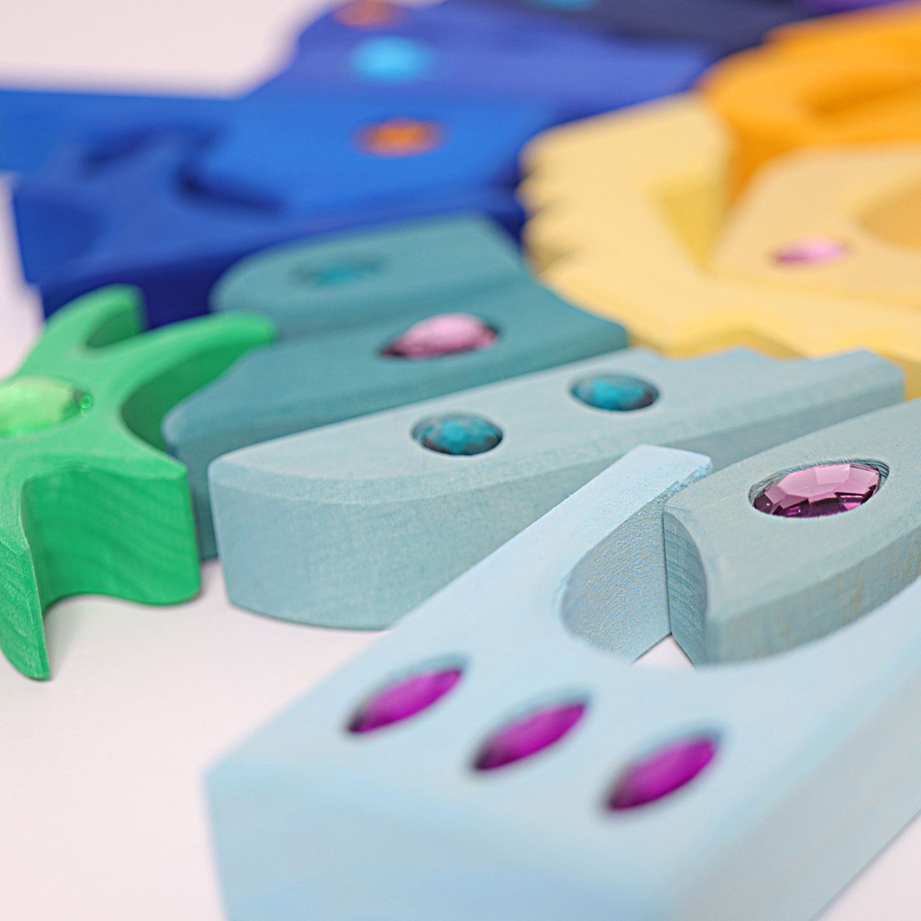 Grimm's Sparkling Orient Building Set - Wooden Rainbow Blocks for Kids, Creative Educational Toys | Perfect for Montessori Learning, Sensory Play & Home Decor