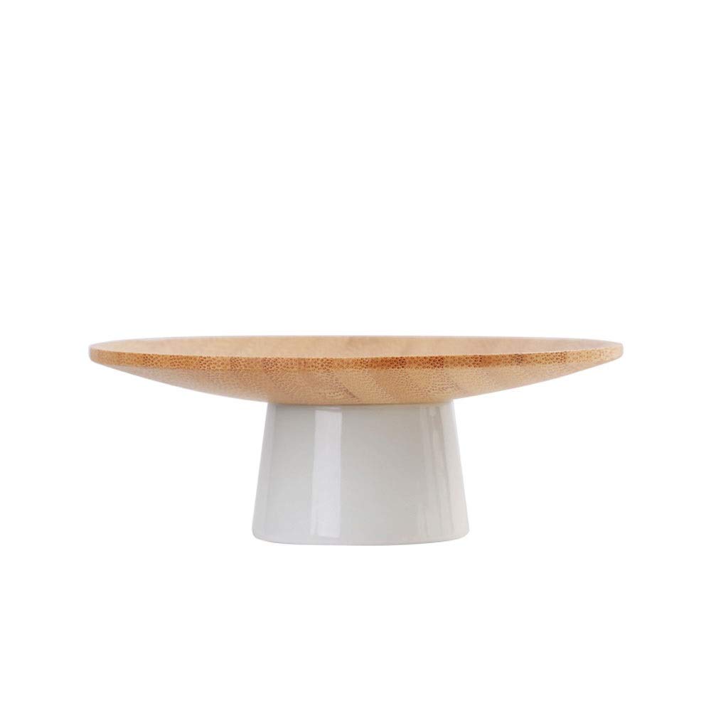 Premium BIENKA Bamboo Wood Fruit Bowl - Elegant Wooden Serving Dish for Desserts, Snacks & Fruits | Ceramic Plate & Coffee Table Tray | Perfect for Tea Parties, Home Decor & Stylish Entertaining
