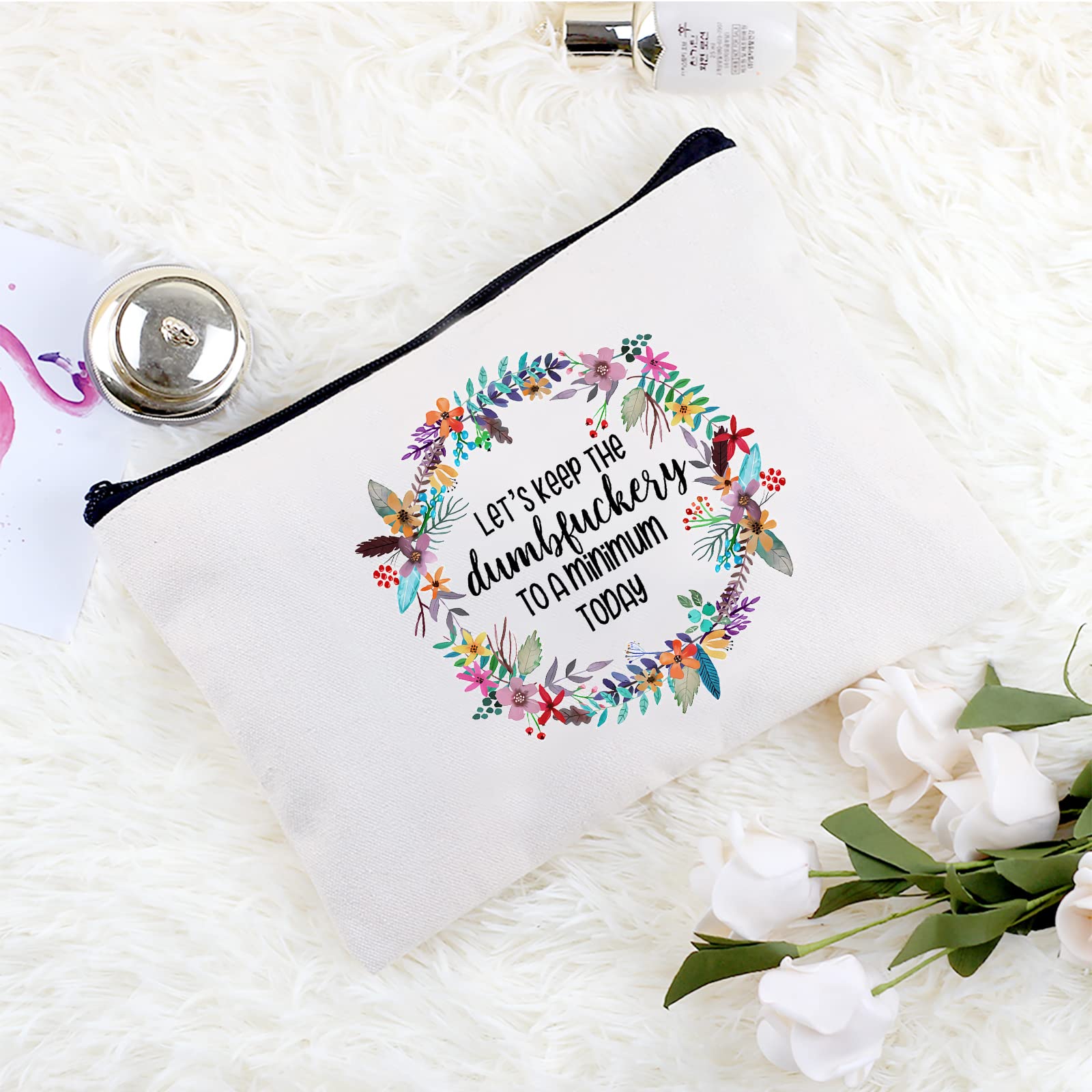Funny Canvas Cosmetic Bag - Cute Travel Makeup Pouch for Women | Waterproof Toiletry Organizer | Perfect Birthday Gift, Bridesmaid Present & Vacation Essential