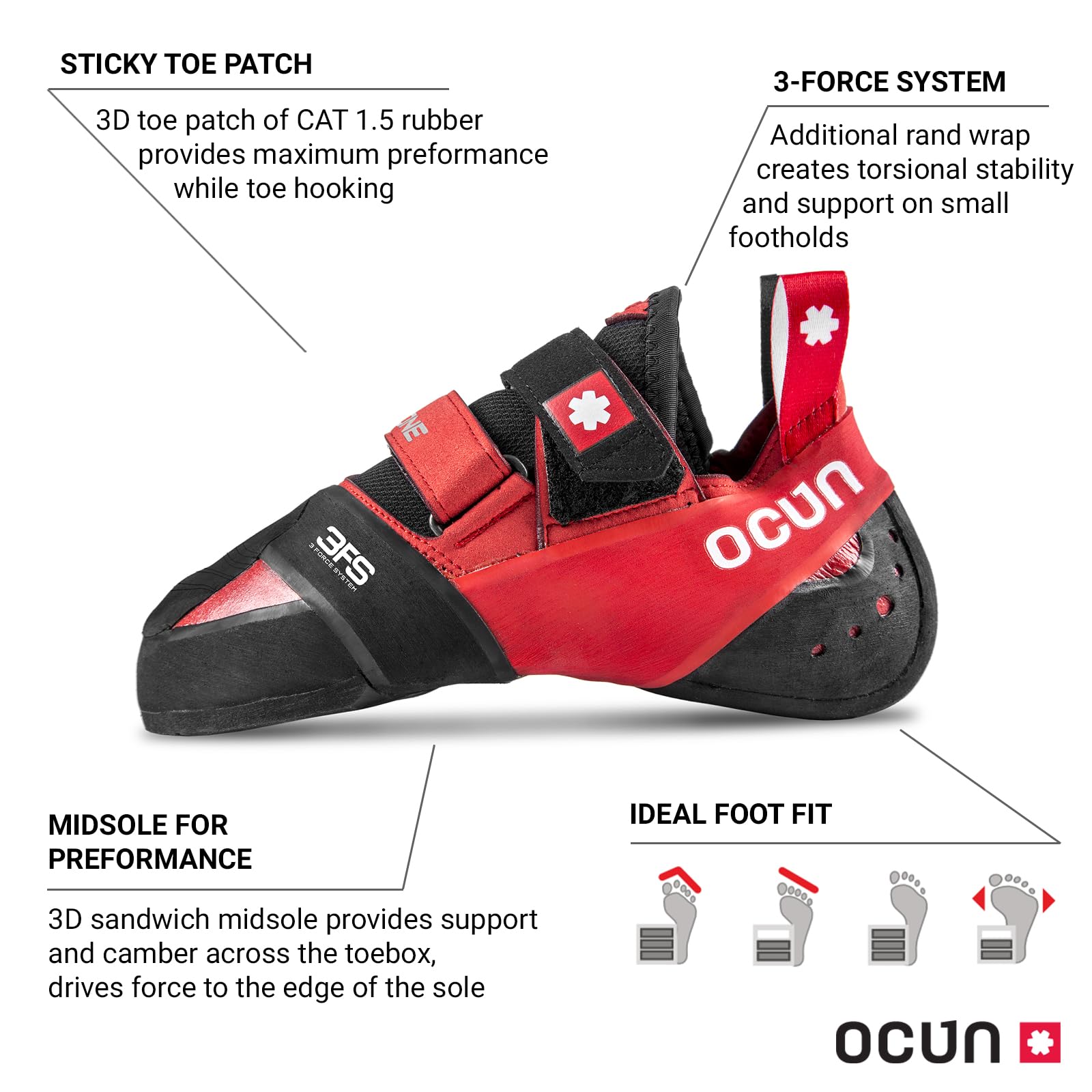 Ocun Ozone Bouldering & Rock Climbing Shoes - Lightweight & Sticky Rubber for Indoor/Outdoor Climbing | Perfect for Gym Training & Outdoor Adventures