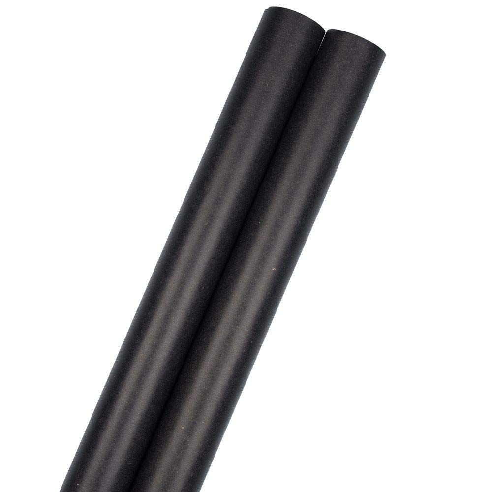 Premium Kraft Wrapping Paper - 50 Sq Ft (2 Rolls) - Eco-Friendly Black Gift Wrap for Birthdays, Christmas & Special Occasions - JAM Paper Gift Packaging Supplies