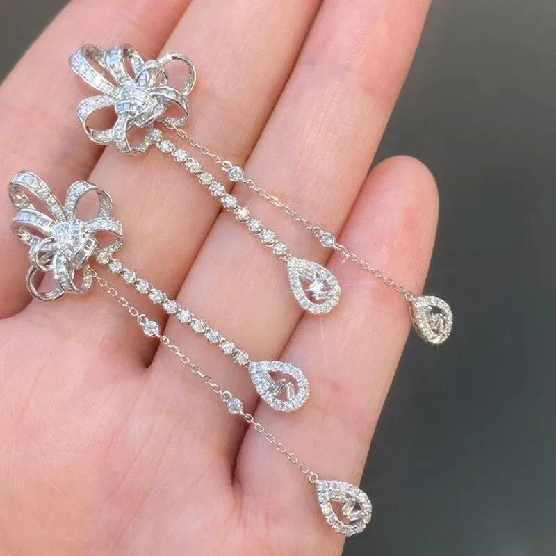 18K White Gold Diamond Earrings for Women - 1.40 Carat Natural Diamond Dangle Earrings | Luxury Wedding, Engagement & Party Jewelry | Perfect for Bridal, Anniversary Gifts & Special Occasions