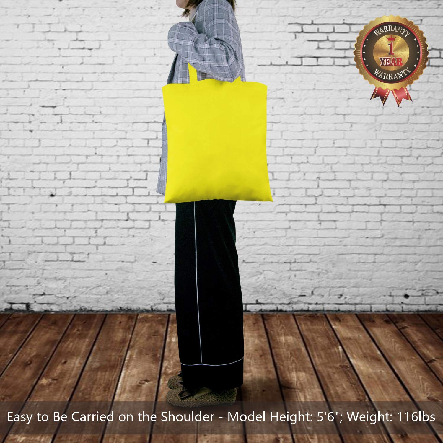 TOPDesign 24-Pack 16x15 Inch Yellow Cotton Tote Bags - Lightweight Reusable Grocery Shopping Bags for DIY, Advertising, Promotions & Gifts | Perfect for Supermarkets, Farmers Markets, Beach Trips & Eco-Friendly Activities