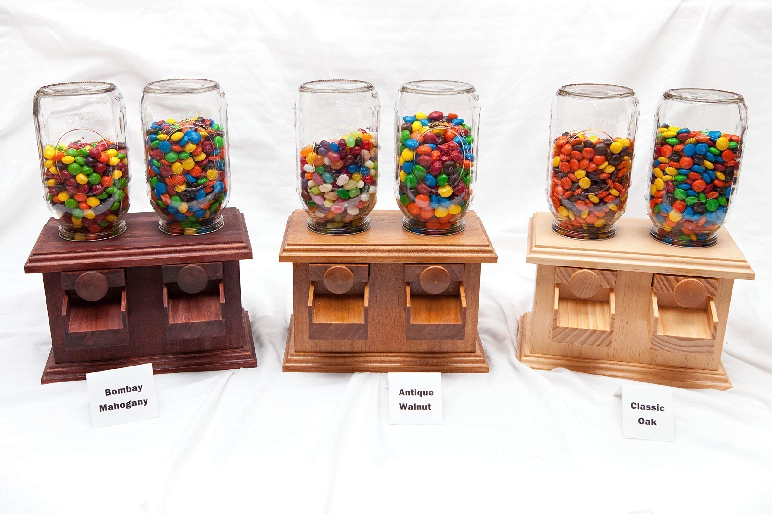 Handmade Double Wooden Candy Dispenser for M&M's Peanut & Snacks - Premium Wooden Candy Machine by Dave's Wood Designs - Perfect for Home, Office & Party Decor
