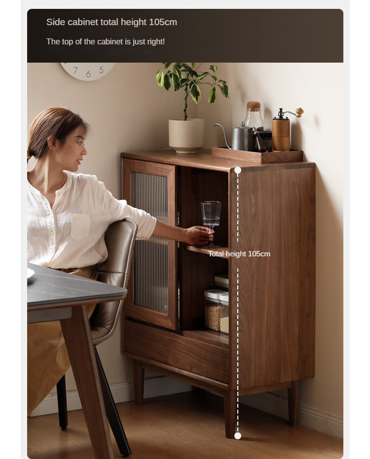 Premium Black Walnut Solid Wood Side Cabinet - North American FAS Grade Hardwood - Perfect for Living Room, Bedroom & Office Storage