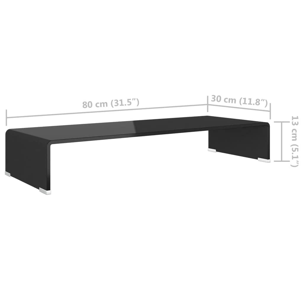 Modern Glass TV Stand with Monitor Riser - 31.5