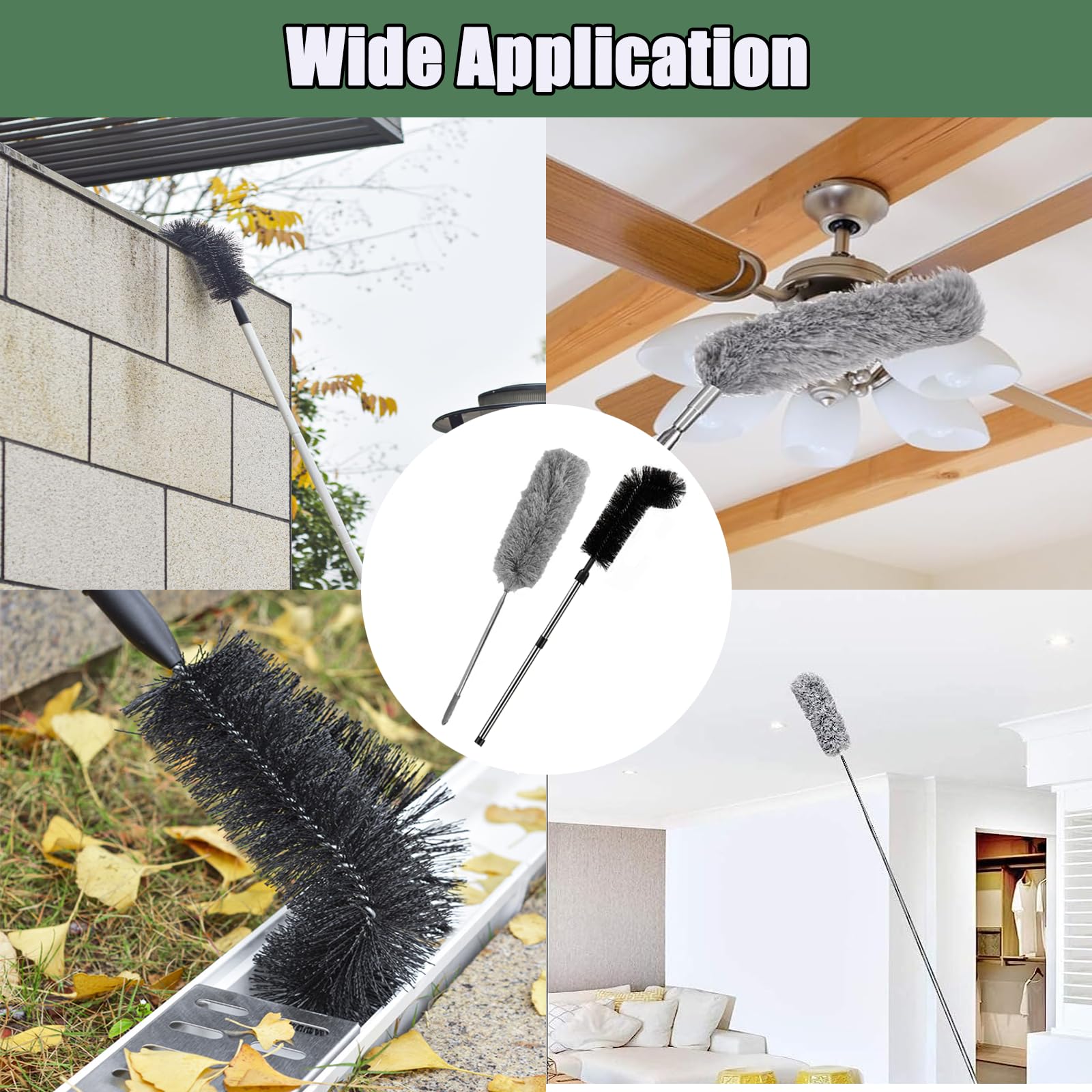 Adjustable Gutter Cleaner with 9.2ft Pole & Dual Heads - for Roof Cleaning