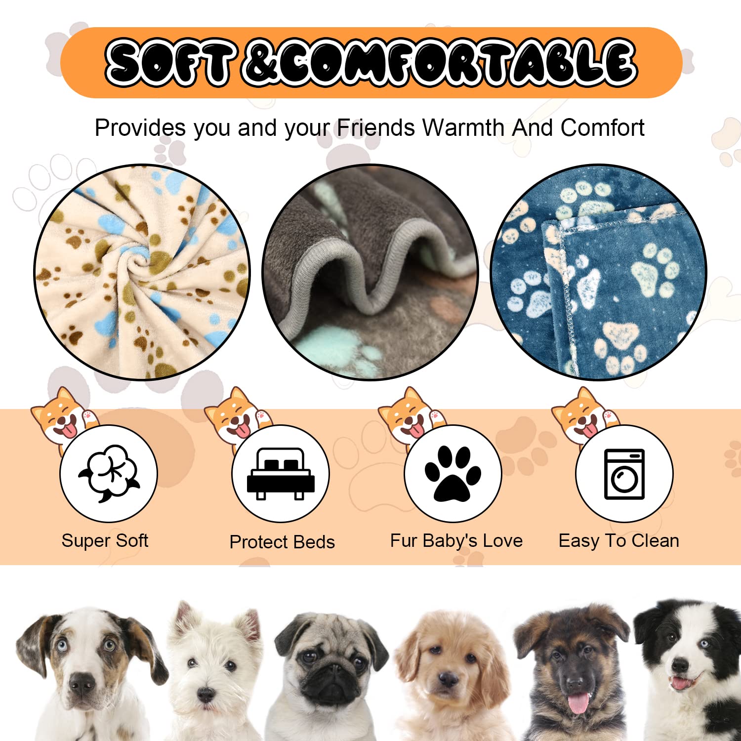 1 Pack 3 Premium Soft Fluffy Fleece Dog Blankets for Large & Medium Dogs - 41x31 Inch Cozy Pet Blanket for Puppy, Cat & Small Animals - Perfect for Couch, Bed & Travel Use