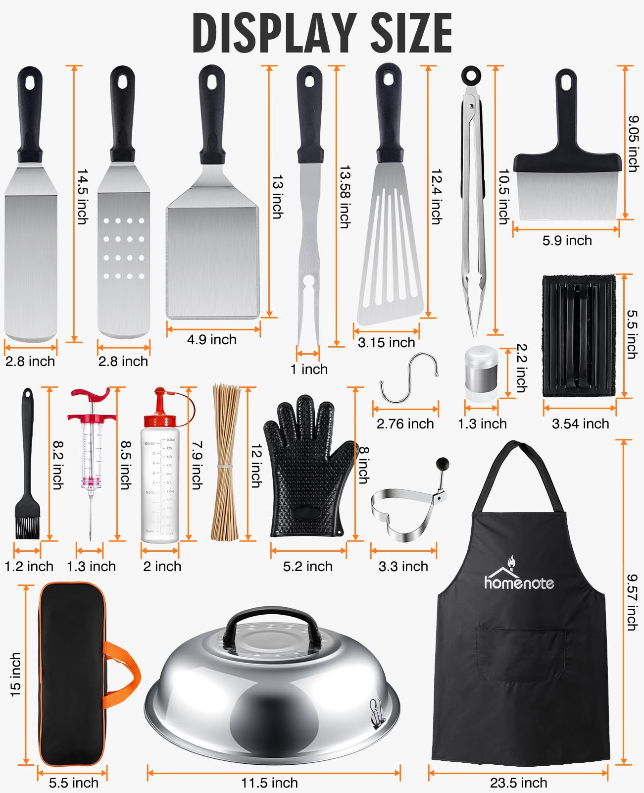 HOMENOTE 131 Pcs Heavy Duty Griddle Accessories Kit - Flat Top Grill Tools Set with Burger Spatula for Blackstone Griddles - Perfect for Outdoor Cooking, Camping & Backyard BBQs
