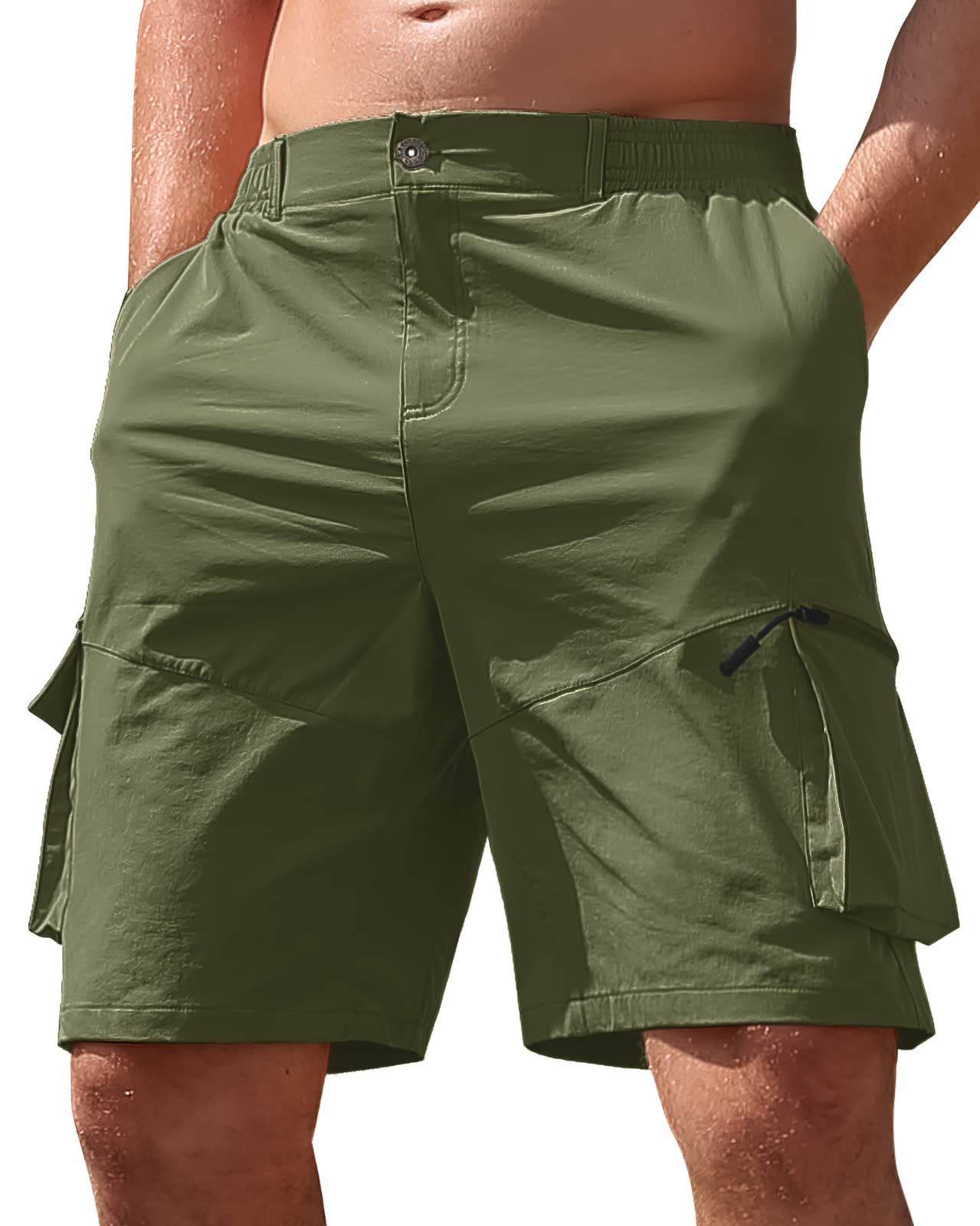 **Men's Lightweight Quick-Dry Hiking Cargo Shorts with Multi-Pockets - Outdoor, Fishing & Golf Casual Shorts for Active Adventures**