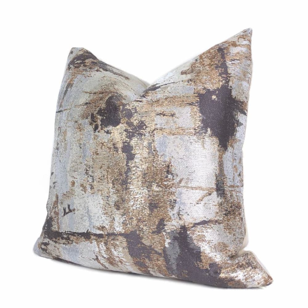Lumina Metallic Brown Gold Cream Quartz Texture Pillow Cover - Decorative Throw Pillow Case for Sofa, Bed, Couch - Home Decor & Living Room Accent