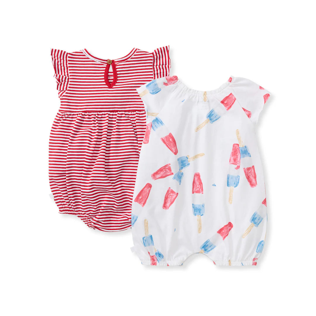 2 Pack Rocket Pop Romper - Baby Girls' Summer Outfits | Soft Cotton Short Sleeve Jumpsuits for Toddlers | Perfect for Playdates, Beach Trips & Family Photos