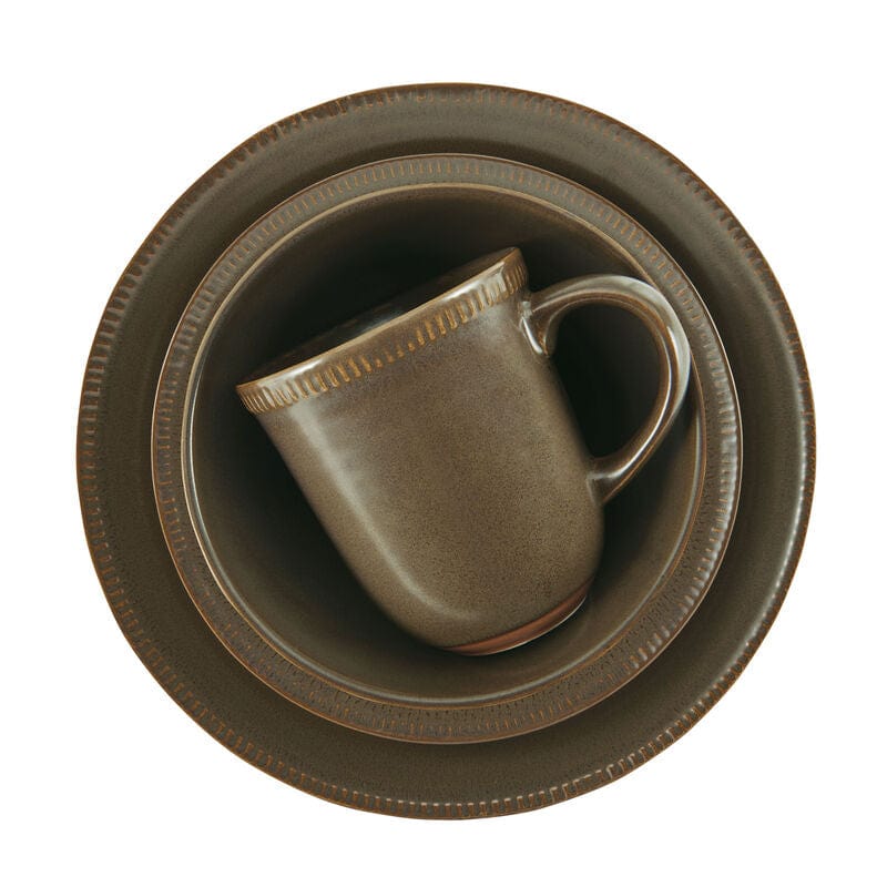 Premium Oakley Brown 32-Piece Dinnerware Set - Service for 8 People - Elegant Stoneware Plates, Bowls & Mugs - Perfect for Family Dinners, Dinner Parties & Holiday Entertaining