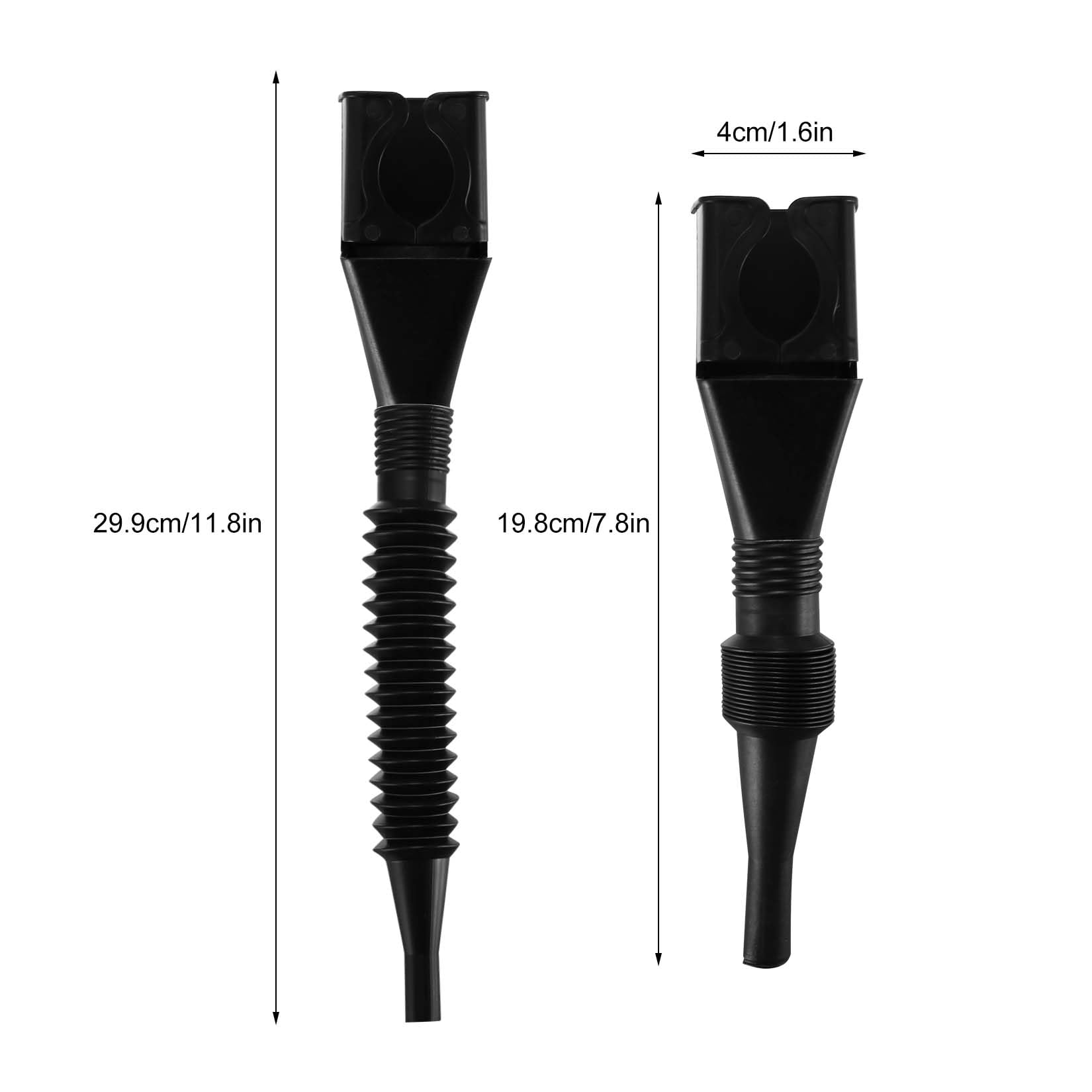 8-Piece Snap Funnel Set with Extendable Flexible Spout - Universal Car Oil Drain Tool for Gas, Diesel, Water & Motorcycle Maintenance - Plastic Fluid Funnel for Automotive, Home & Workshop Use (Black)