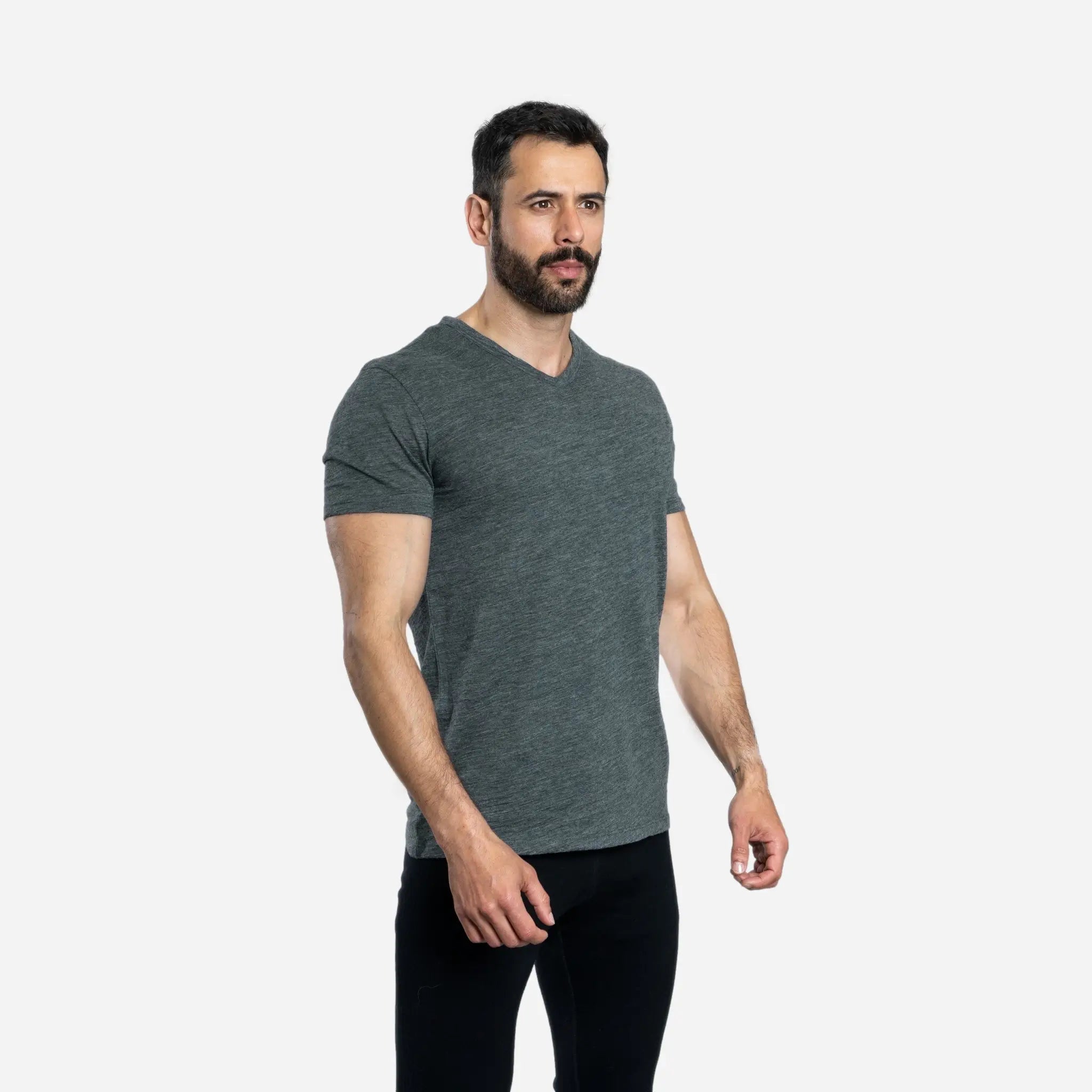 Ultralight Men's Alpaca Wool V-Neck T-Shirt - 160 GSM Soft Breathable Tee for Outdoor Hiking & Casual Wear