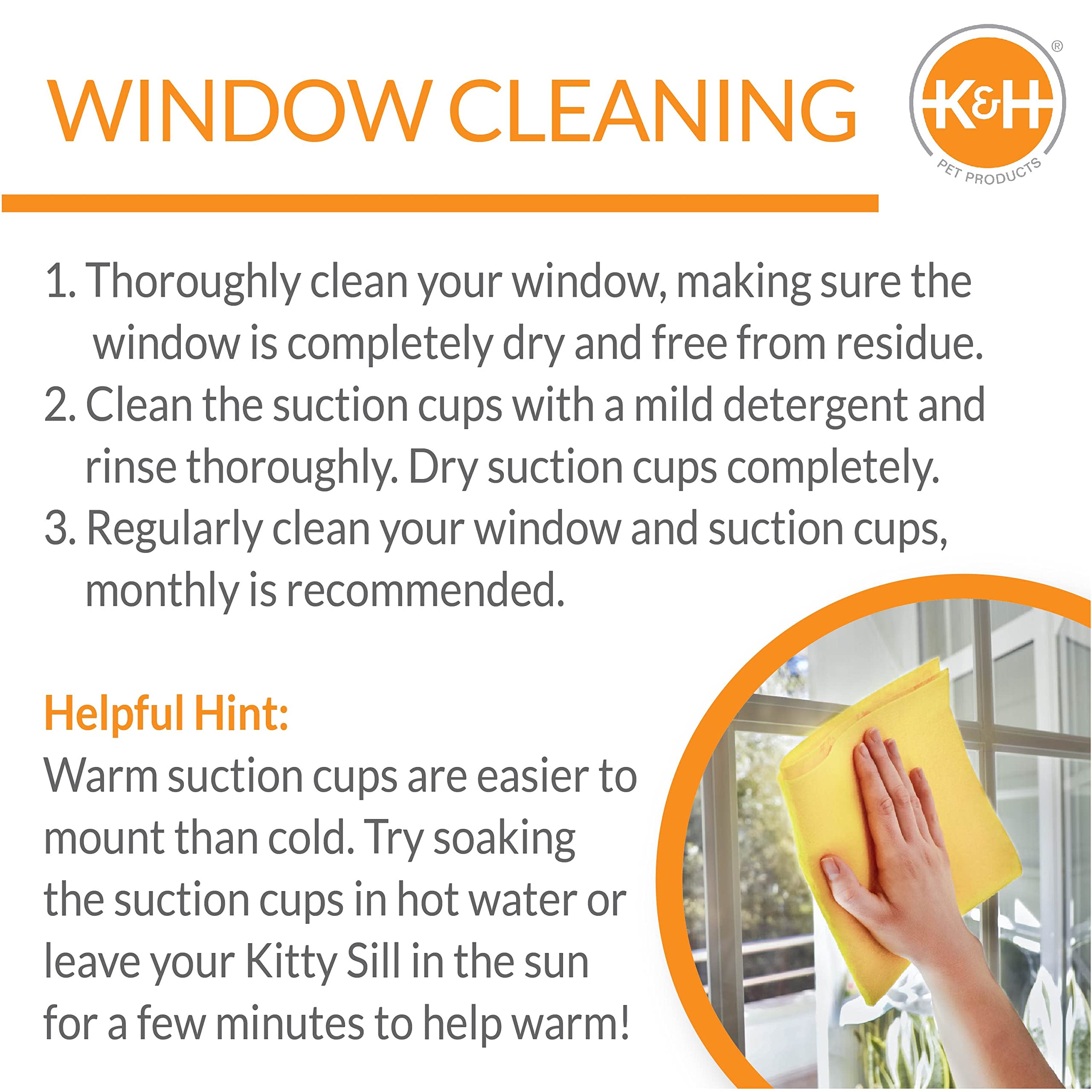 K&H Cat Window Perch Bed - Large Orthopedic Hammock for Indoor Cats, 60 lbs Capacity - Perfect for Sunny Windowsills & Relaxation