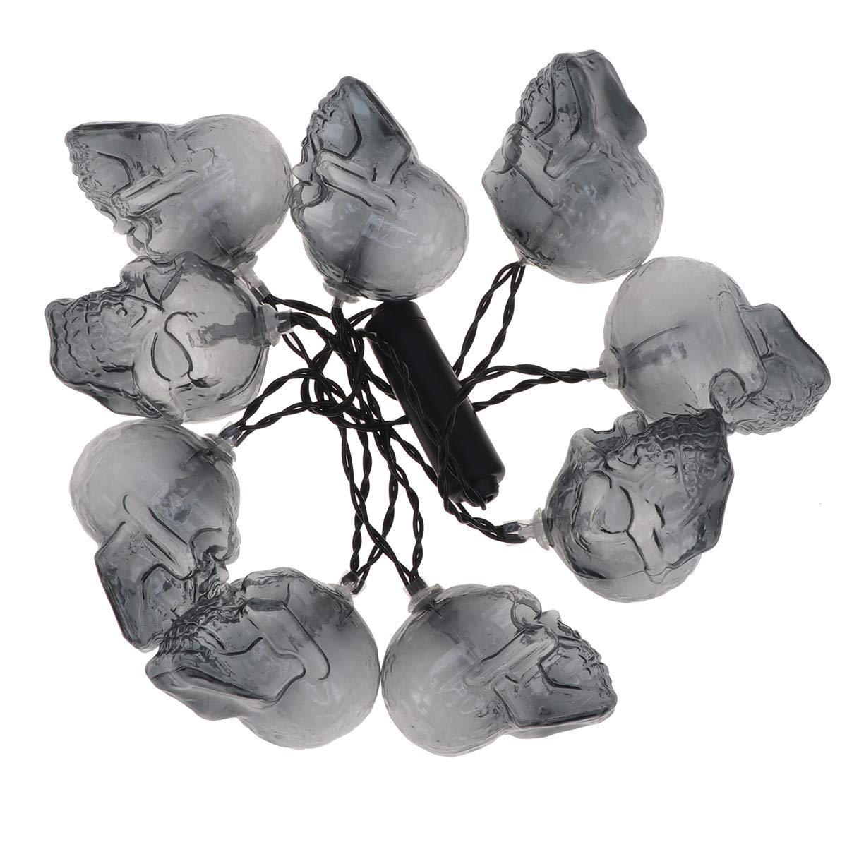 Halloween Glowing Necklace Light String - Horror Skull LED Party Lights for Halloween Decorations, Costume Accessories & Dance Parties (White Light) - Perfect for Haunted Houses, Nightclubs & Spooky Events