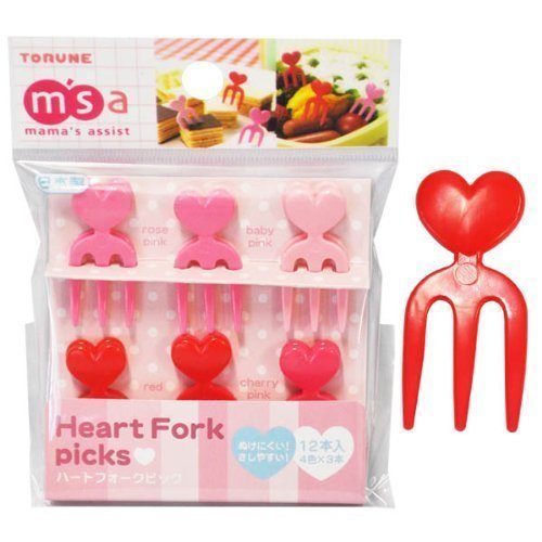 Kawaii Heart-Shaped Food Picks & Forks for Bento Box, Lunch Box - Cute Party, Picnic, and School Lunch Accessories