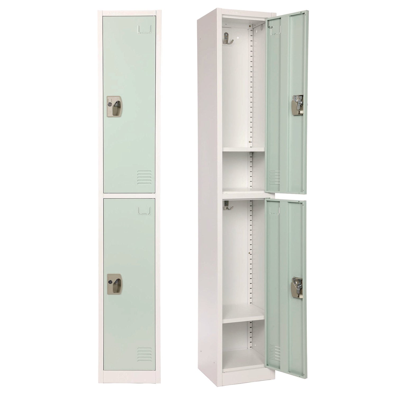 AdirOffice Steel Storage Locker - 2 Compartment Metal Locker Cabinet, 12