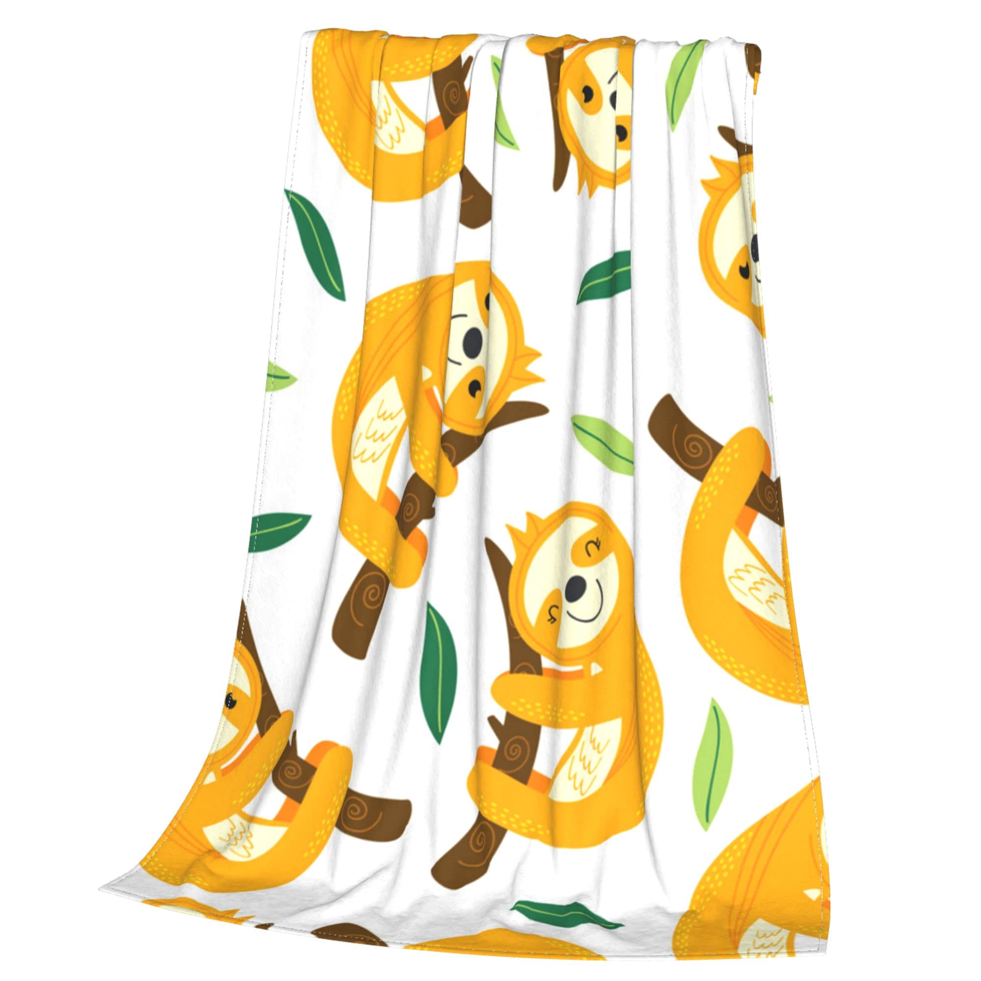 Soft Flannel Fleece Blanket Queen/King Size - Cute Sloth Design Plush Throw Blanket for Couch, Sofa & Bed - All Season Cozy Blanket for Home, Office, Travel & Gifts