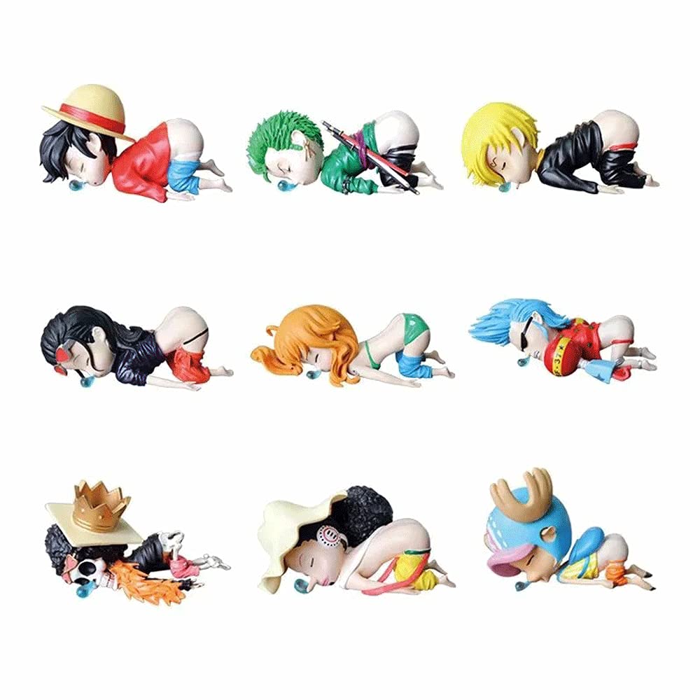 One Piece Straw Hat Pirates 9PC Anime Figure Set - 6cm Q Version Cute PVC Statues for Collection, Decoration & Gifts | Perfect for Anime Fans, Office Desk Display & Birthday Presents