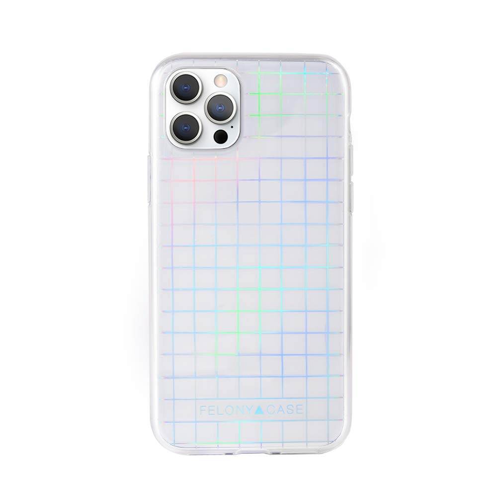 FELONY CASE - iPhone 12 Pro Max Case - Holographic Grid Phone Cover - Anti-Scratch, Wireless Charging Compatible, 360° Shockproof Protective Case for Apple iPhone 12 Pro Max - Perfect for Everyday Use, Travel & Outdoor Activities