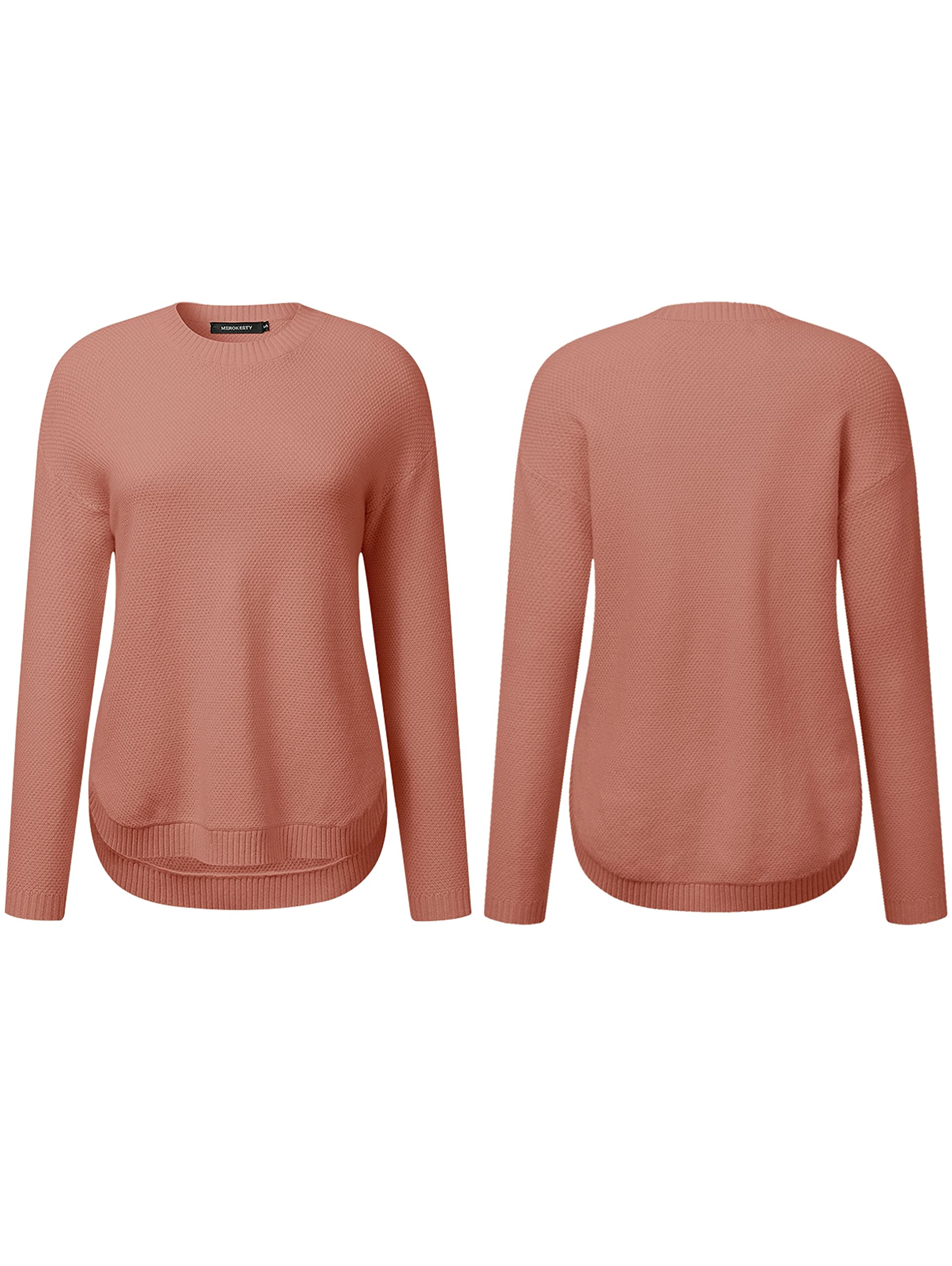 MEROKEETY Women's 2025 Fall Long Sleeve Oversized Crew Neck Solid Color Knit Pullover Sweater Tops - Cozy Casual Wear for Autumn, Winter Layering & Office Outfits