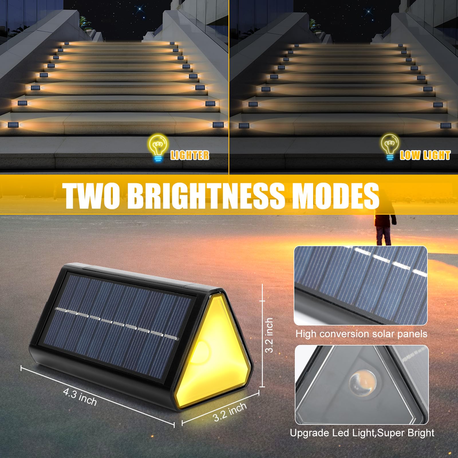 Solar Powered LED Step Fence Lights - Waterproof IP68 Outdoor Stair Lighting (4 Pack) for Yard, Garden, Patio, Walkway & Driveway - Perfect for Nighttime Safety and Landscape Decoration