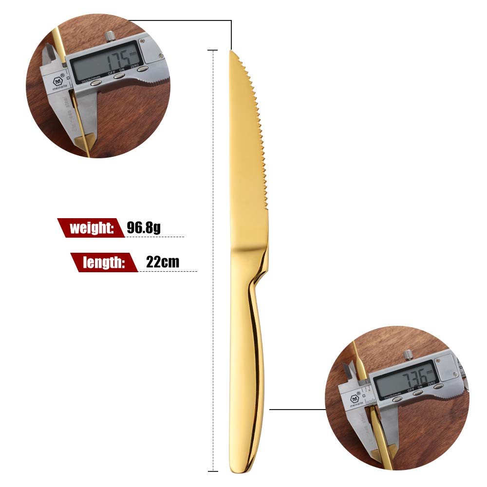 Premium 5-Piece Steak Knife Set - Serrated Heavy Duty Stainless Steel Blades for Cutting Steak, Chicken & Bread - Ergonomic One-Piece Handle - Perfect for BBQ, Dinner Parties & Restaurant Use